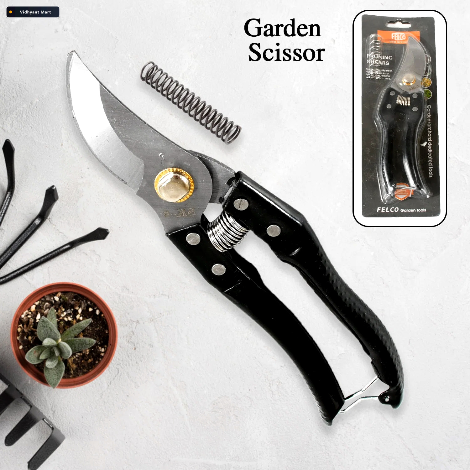 Vidhyant Mart Garden Shears High Carbon Steel Blades Non Slip Gr 1