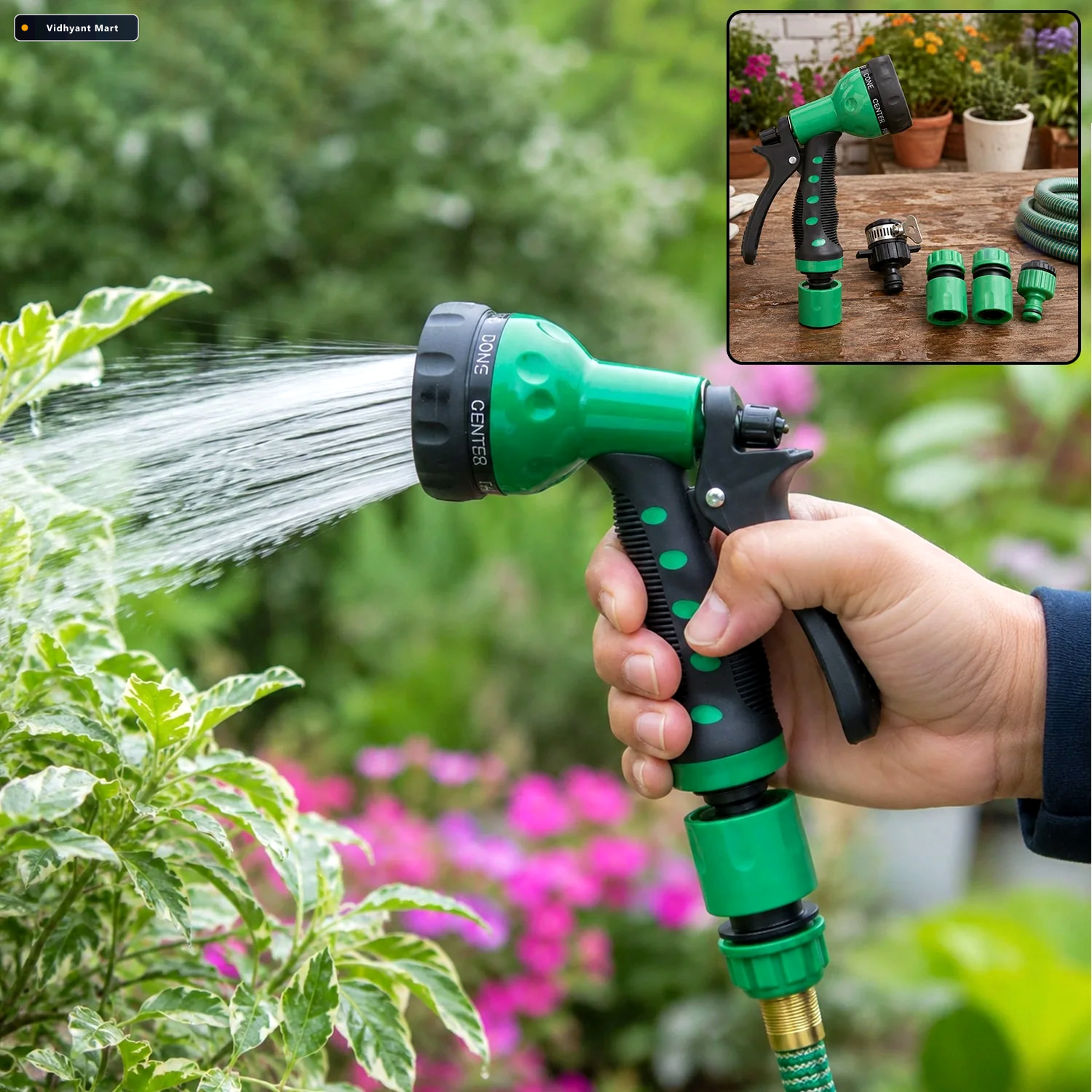 Vidhyant Mart Garden Water Spray Gun Multi Pattern Nozzle For Ca 1