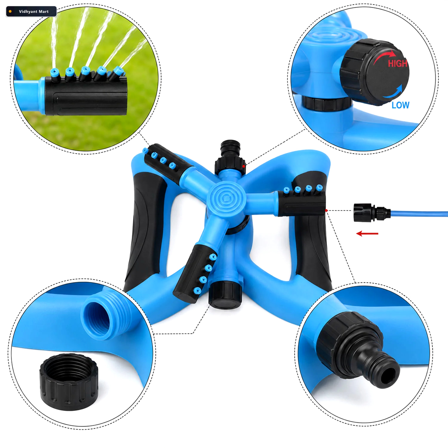 Vidhyant Mart Garden Water Sprinkler 360 Rotating For Full Cover 3