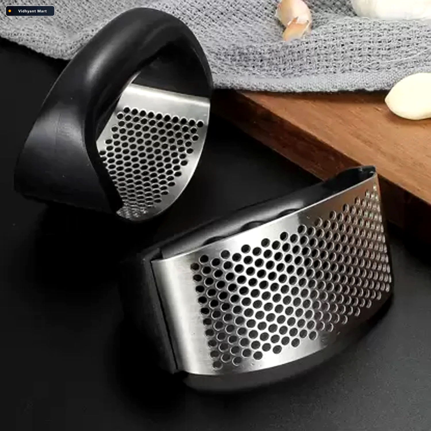 Vidhyant Mart Garlic Press Rocking Stainless Steel Ginger Mincer 2