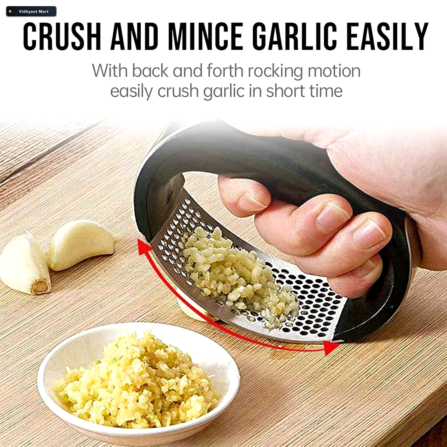 Vidhyant Mart Garlic Press Tool Heavy Duty Ergonomic Kitchen Set 3
