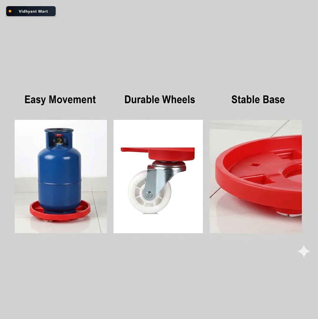 Vidhyant Mart Gas Cylinder Trolley Movable Wheels Durable Plasti 3