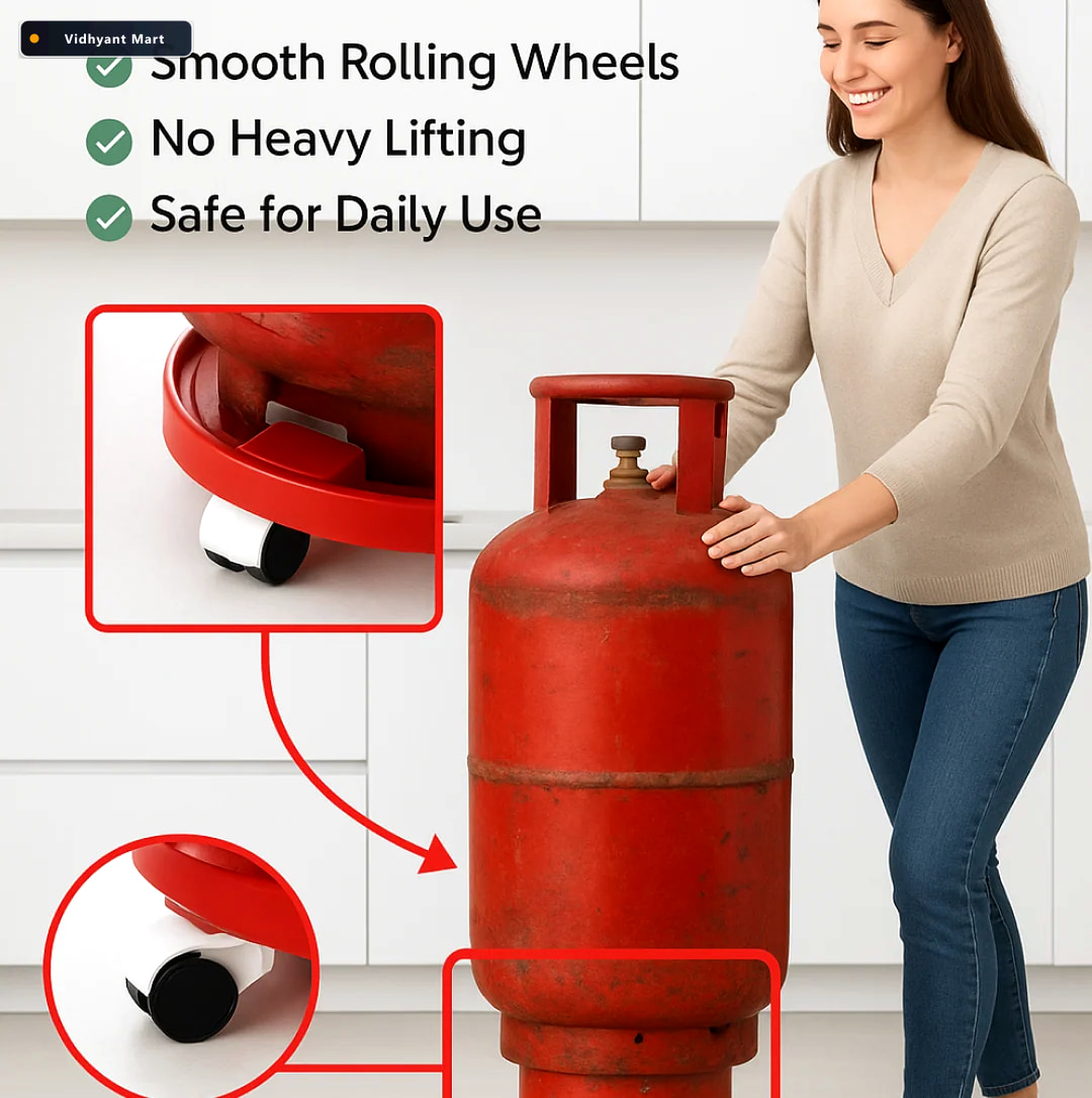 Vidhyant Mart Gas Cylinder Trolley Movable Wheels Durable Plasti 5