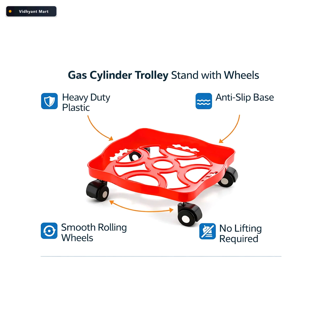 Vidhyant Mart Gas Cylinder Trolley Square Plastic With Wheels De 1