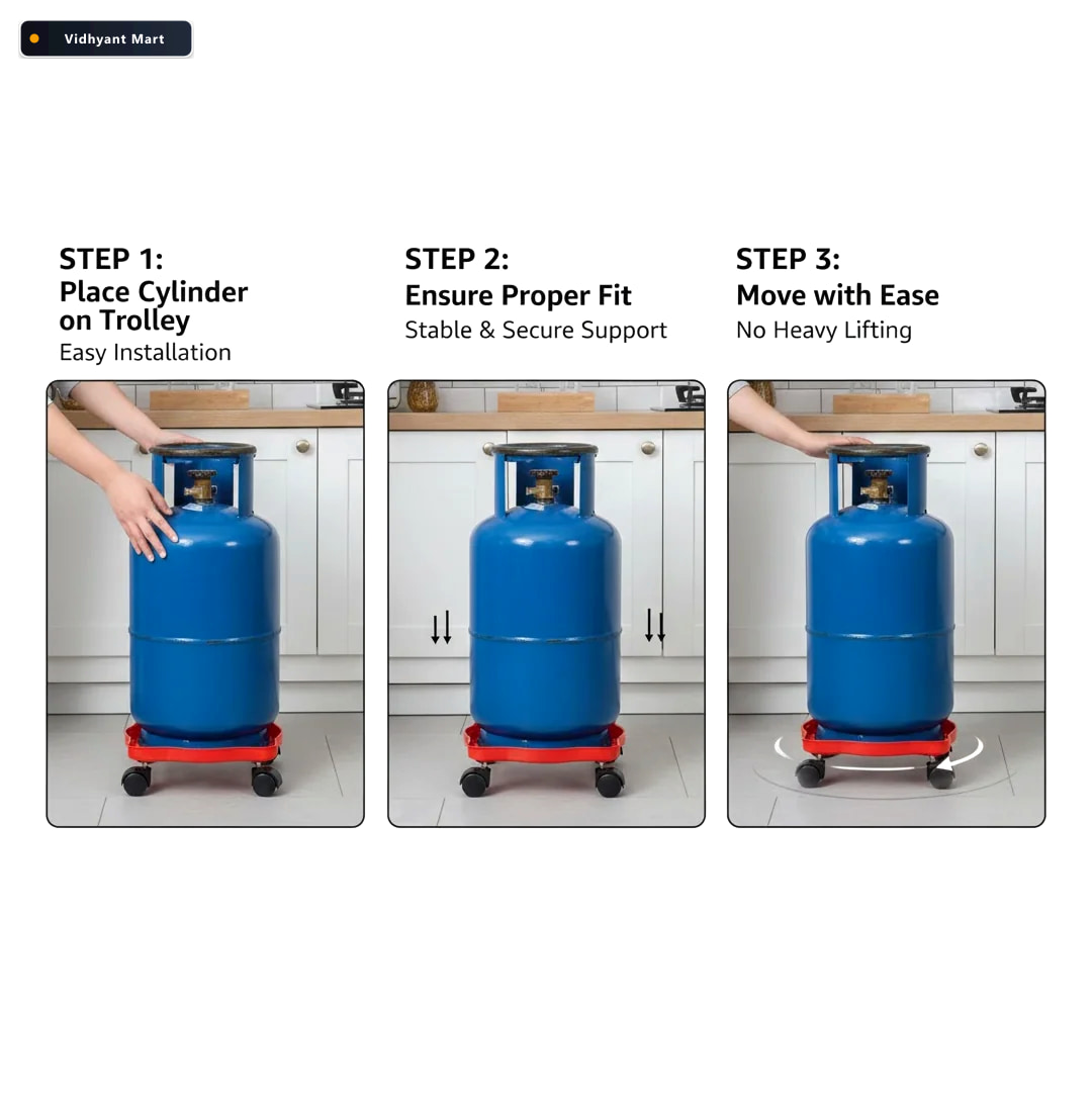 Vidhyant Mart Gas Cylinder Trolley Square Plastic With Wheels De 2