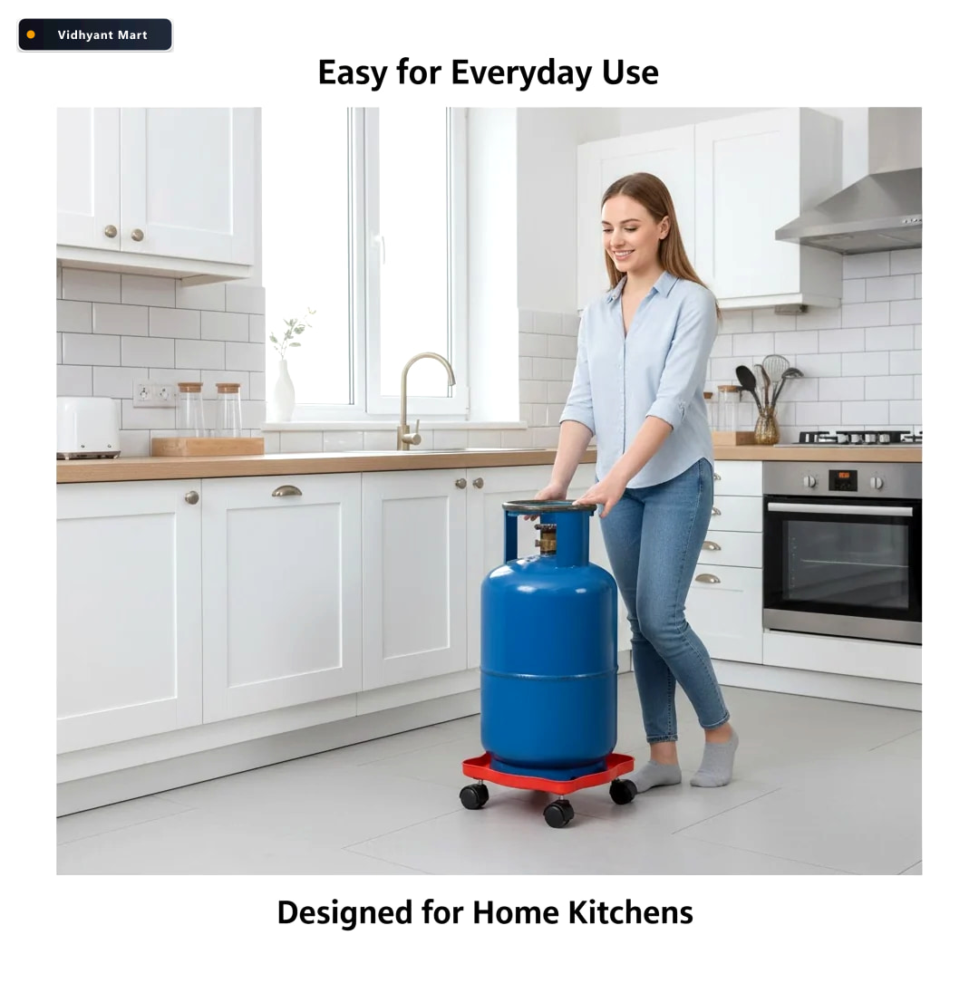 Vidhyant Mart Gas Cylinder Trolley Square Plastic With Wheels De 3