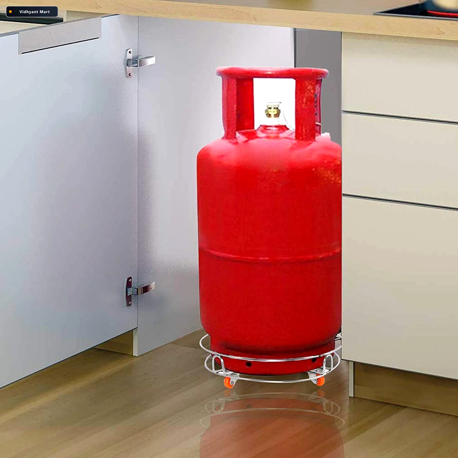 Vidhyant Mart Gas Cylinder Trolley Stainless Steel With Wheels G 1