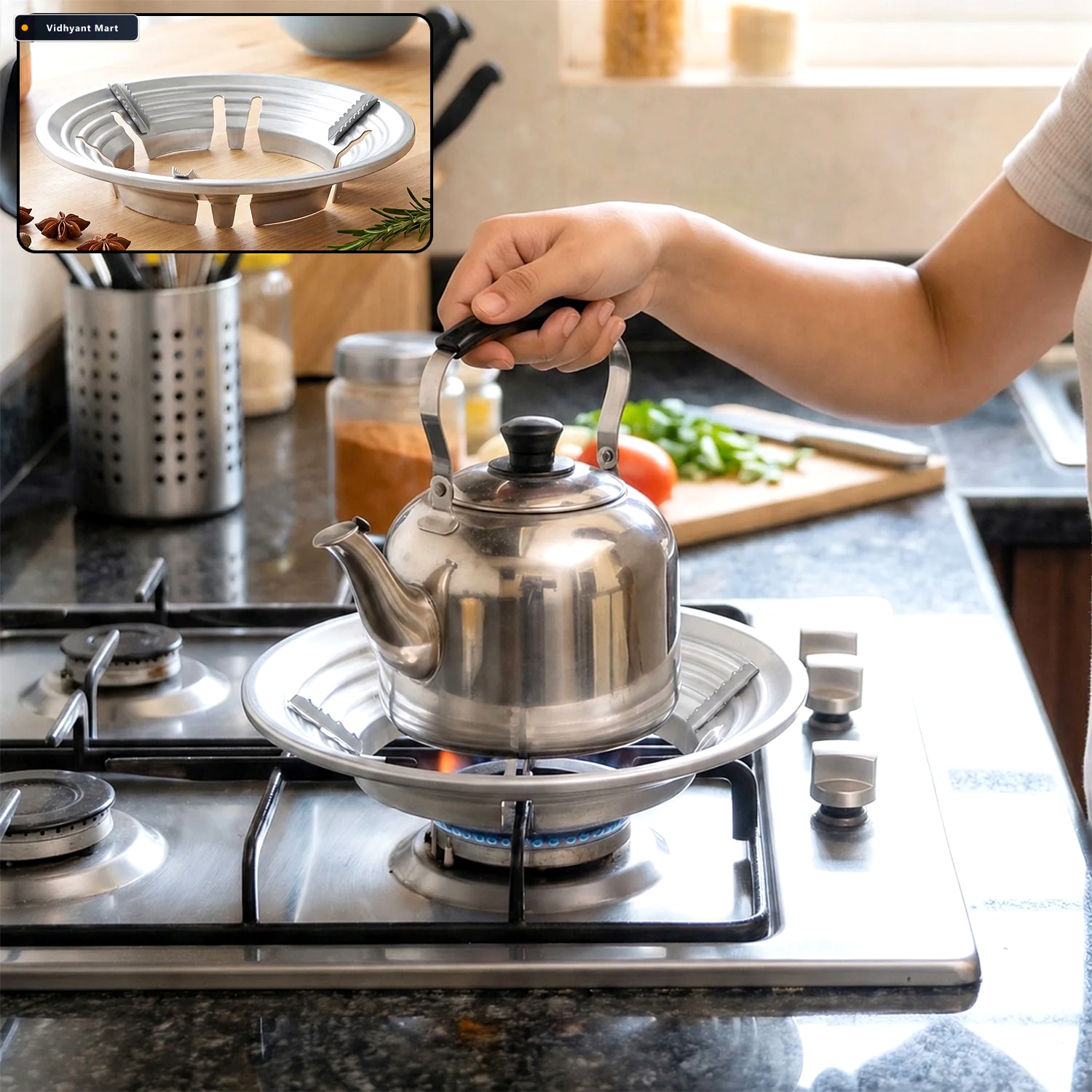 Vidhyant Mart Gas Stove Burner Stand Stainless Steel Wok Support 1