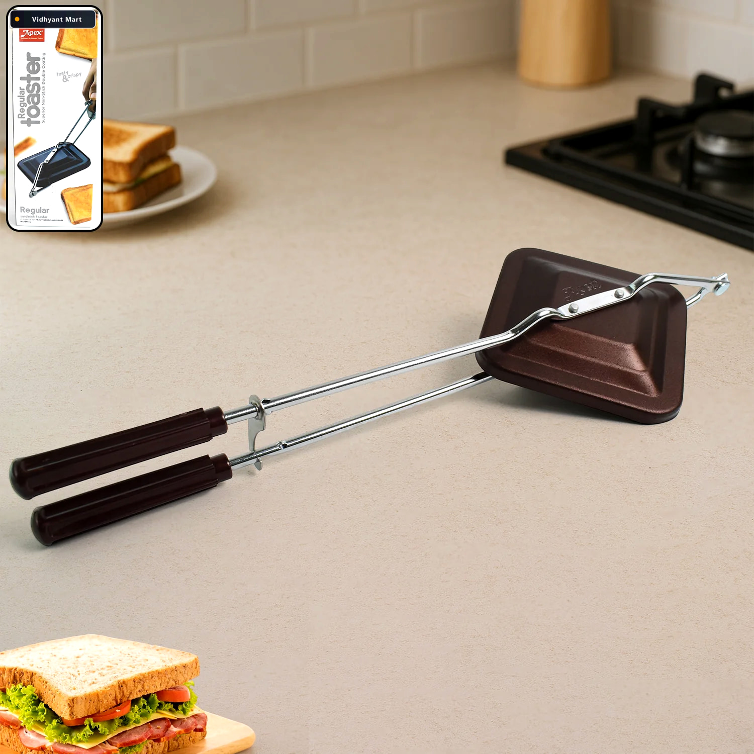 Vidhyant Mart Gas Stove Sandwich Toaster Non Stick Grill Maker F 1