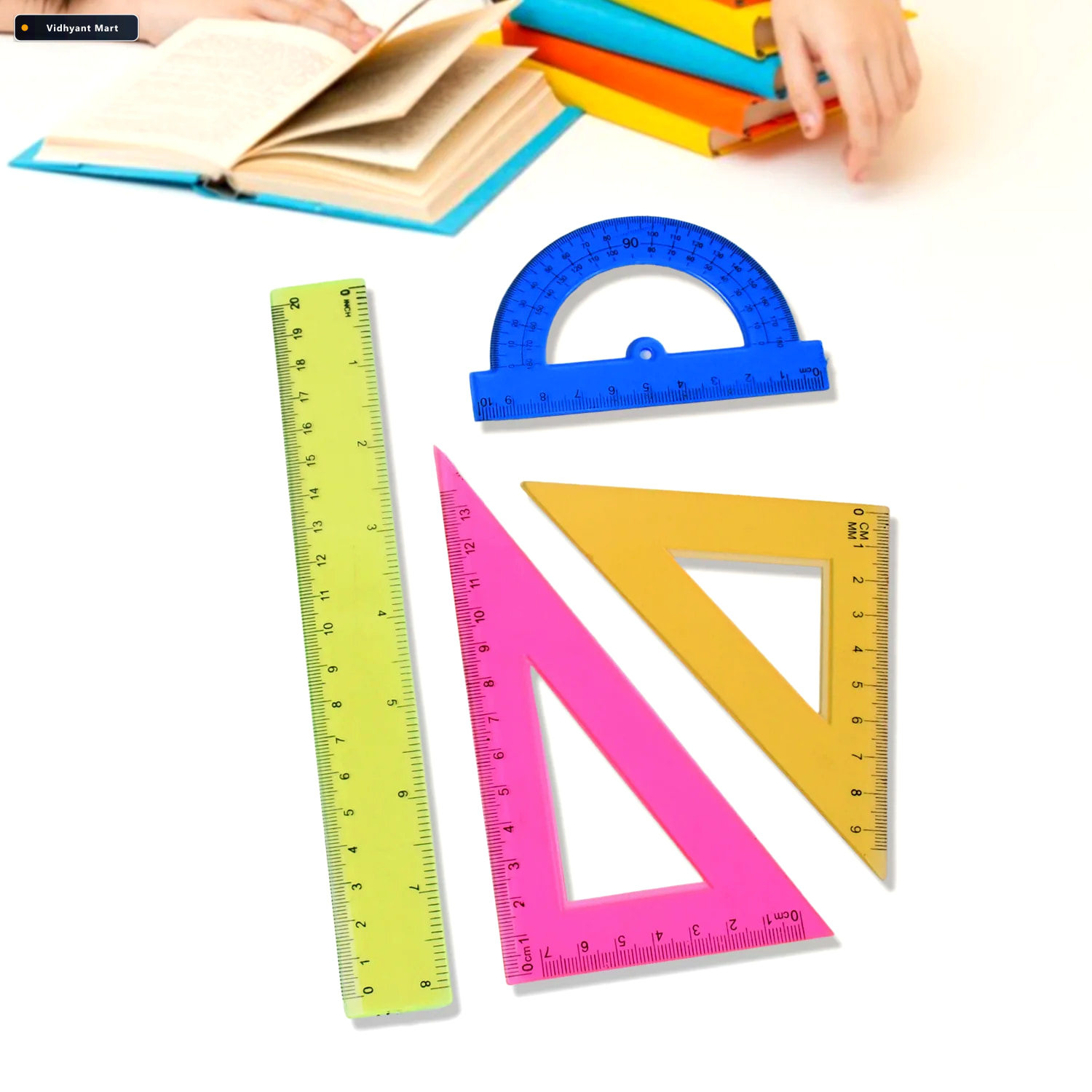 Vidhyant Mart Geometry Set 4 Piece Triangle Ruler Protractor Kit 2