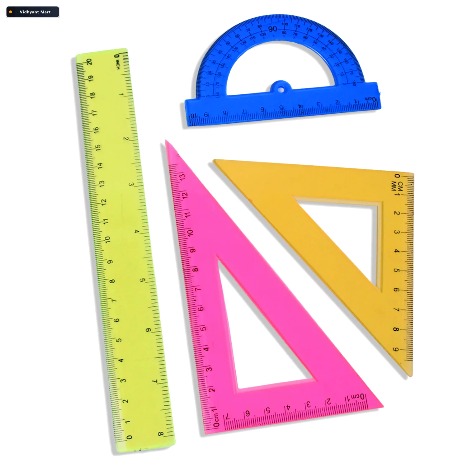 Vidhyant Mart Geometry Set 4 Piece Triangle Ruler Protractor Kit 4