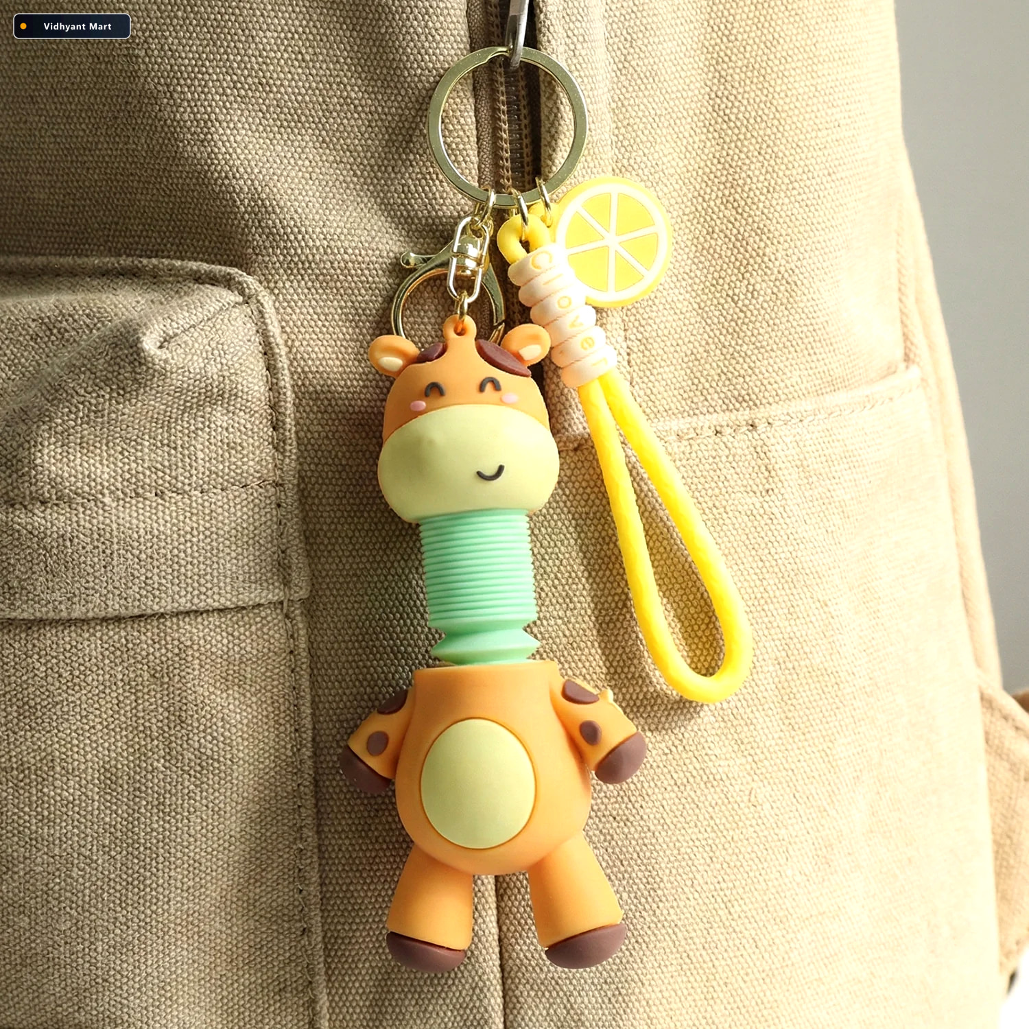 Vidhyant Mart Giraffe Cartoon Keychain Flexible Neck Wrist Strap 2