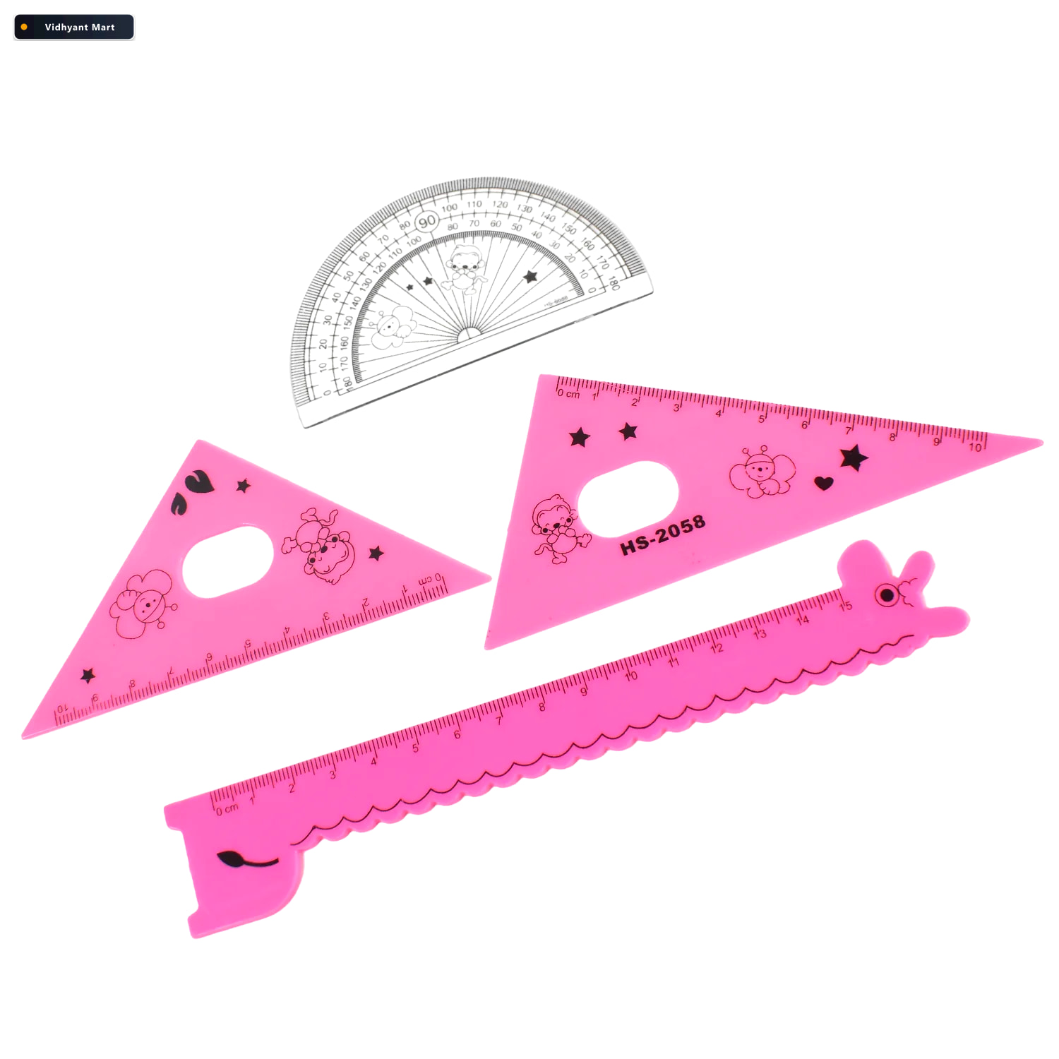 Vidhyant Mart Giraffe Ruler Set Durable 4 Pc Plastic Measuring T 4