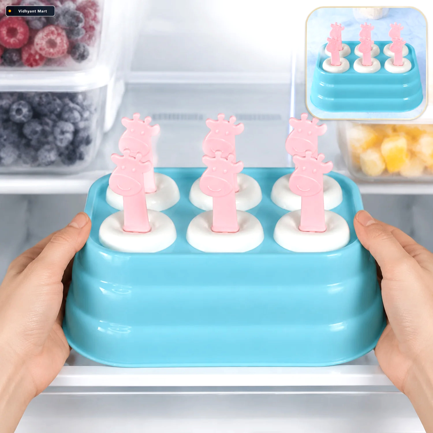 Vidhyant Mart Giraffe Shaped Ice Cube Molds 6 Cavity Popsicle Ma 1
