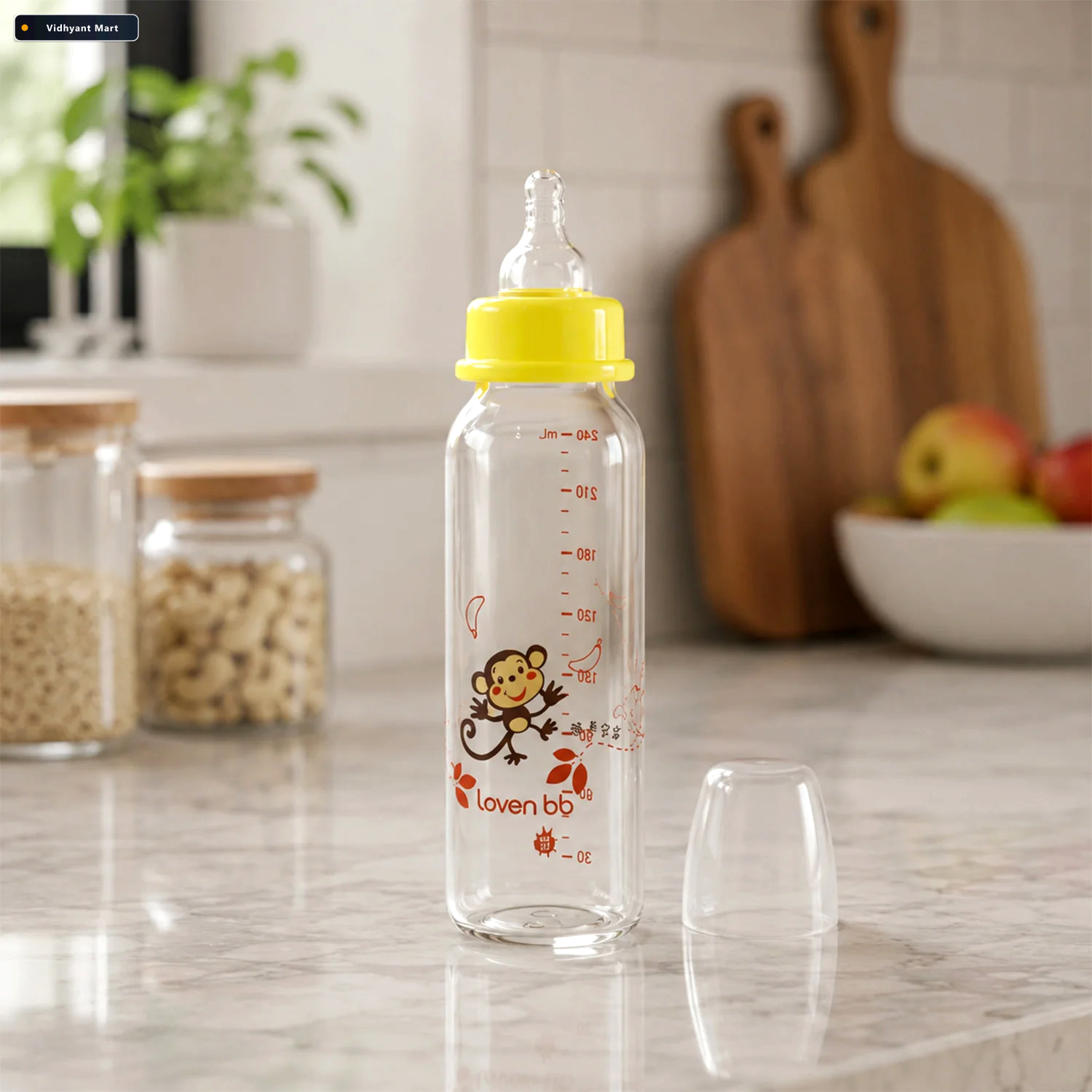 Vidhyant Mart Glass Baby Feeding Bottle With Soft Silicone Nippl 3