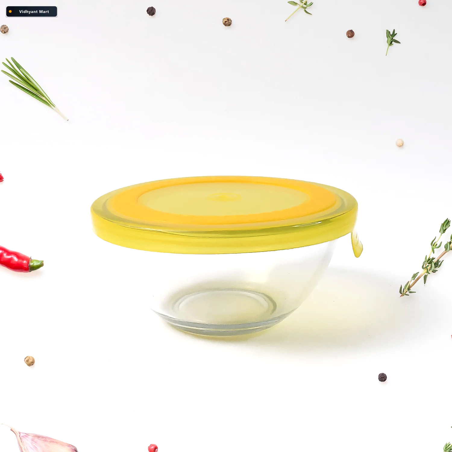 Vidhyant Mart Glass Bowl Set With Lids Multipurpose Microwave Sa 4