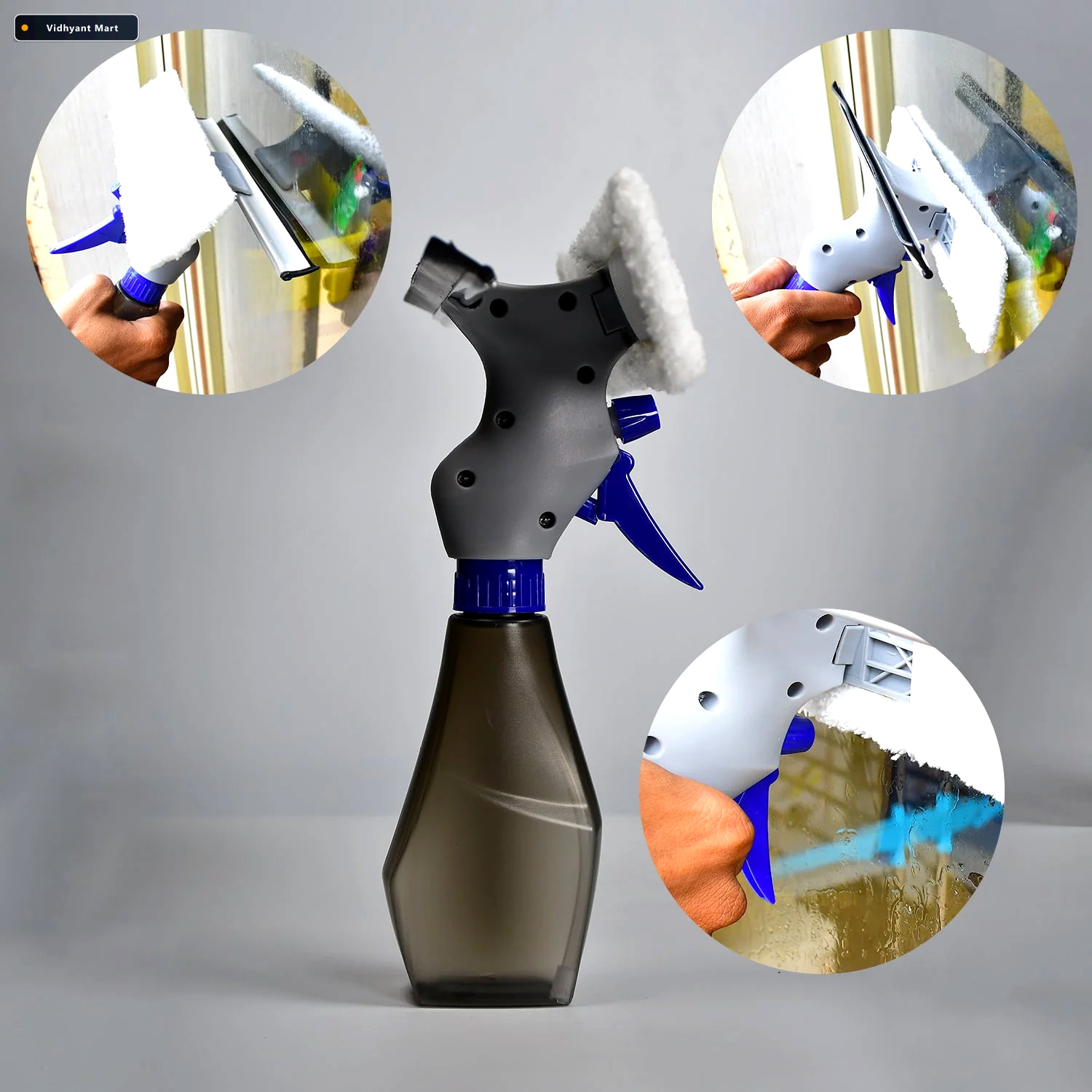 Vidhyant Mart Glass Cleaner Brush 3 In 1 Spray Type Tool Velvet 2