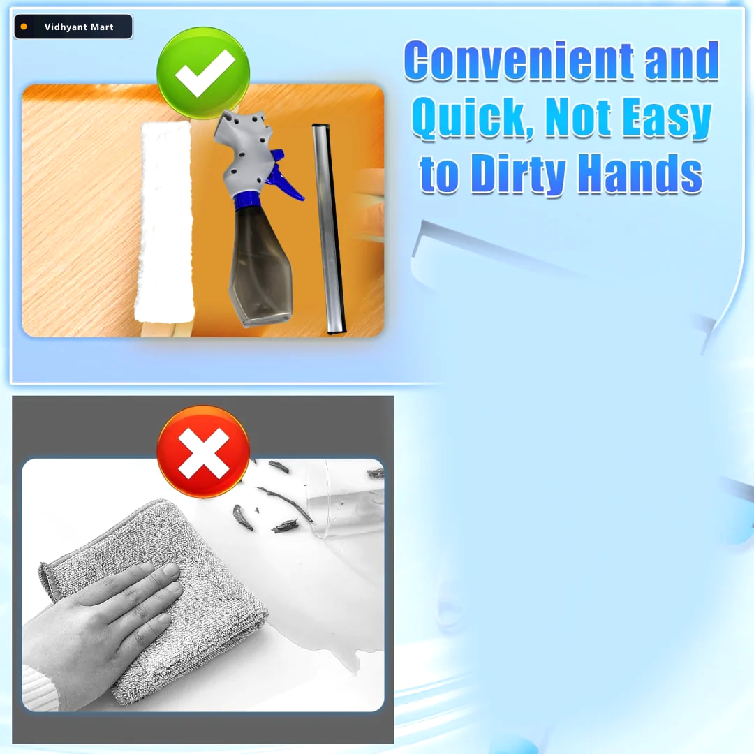 Vidhyant Mart Glass Cleaner Brush 3 In 1 Spray Type Tool Velvet 4