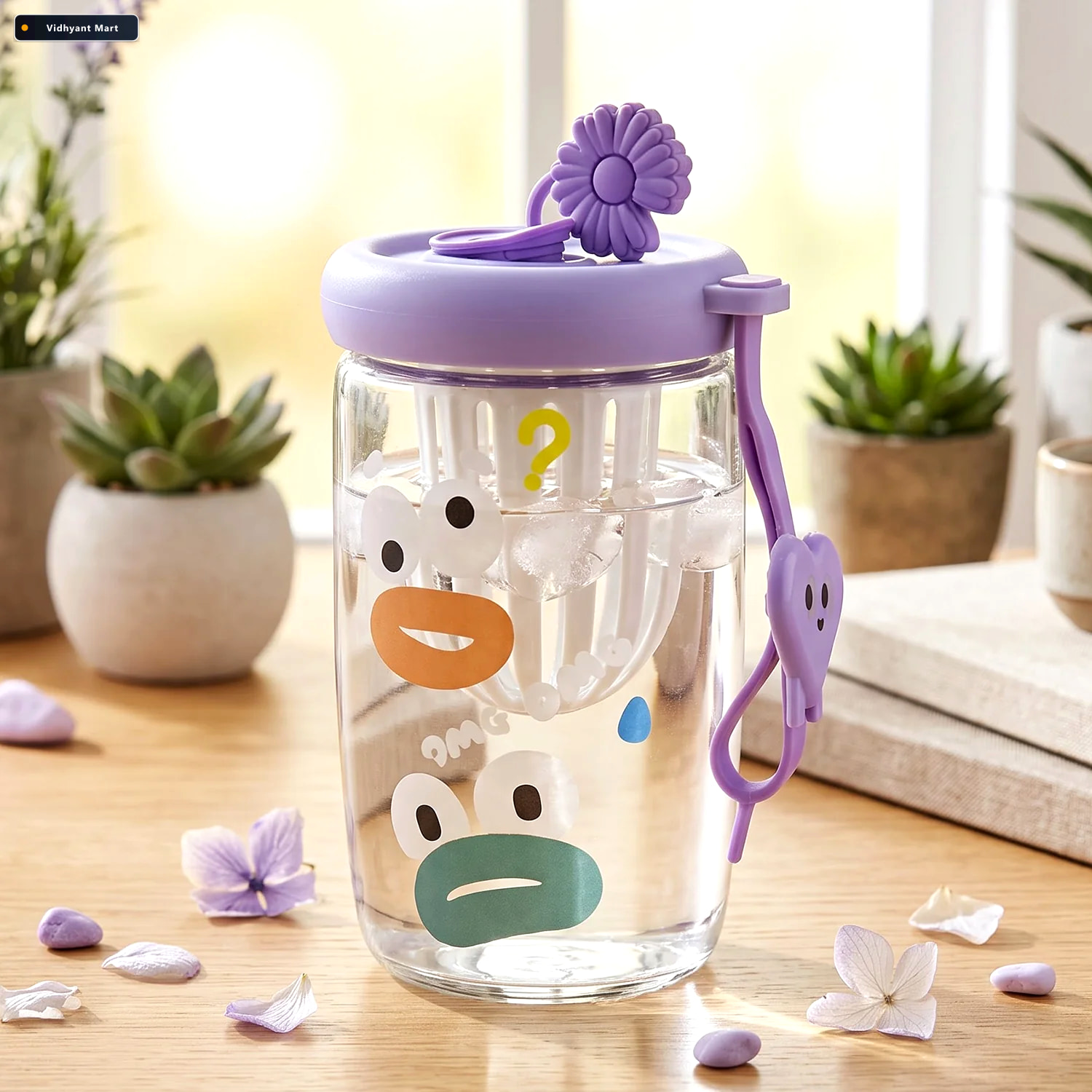 Vidhyant Mart Glass Fruit Tea Sipper Cup 500 Ml With Infuser Str 3