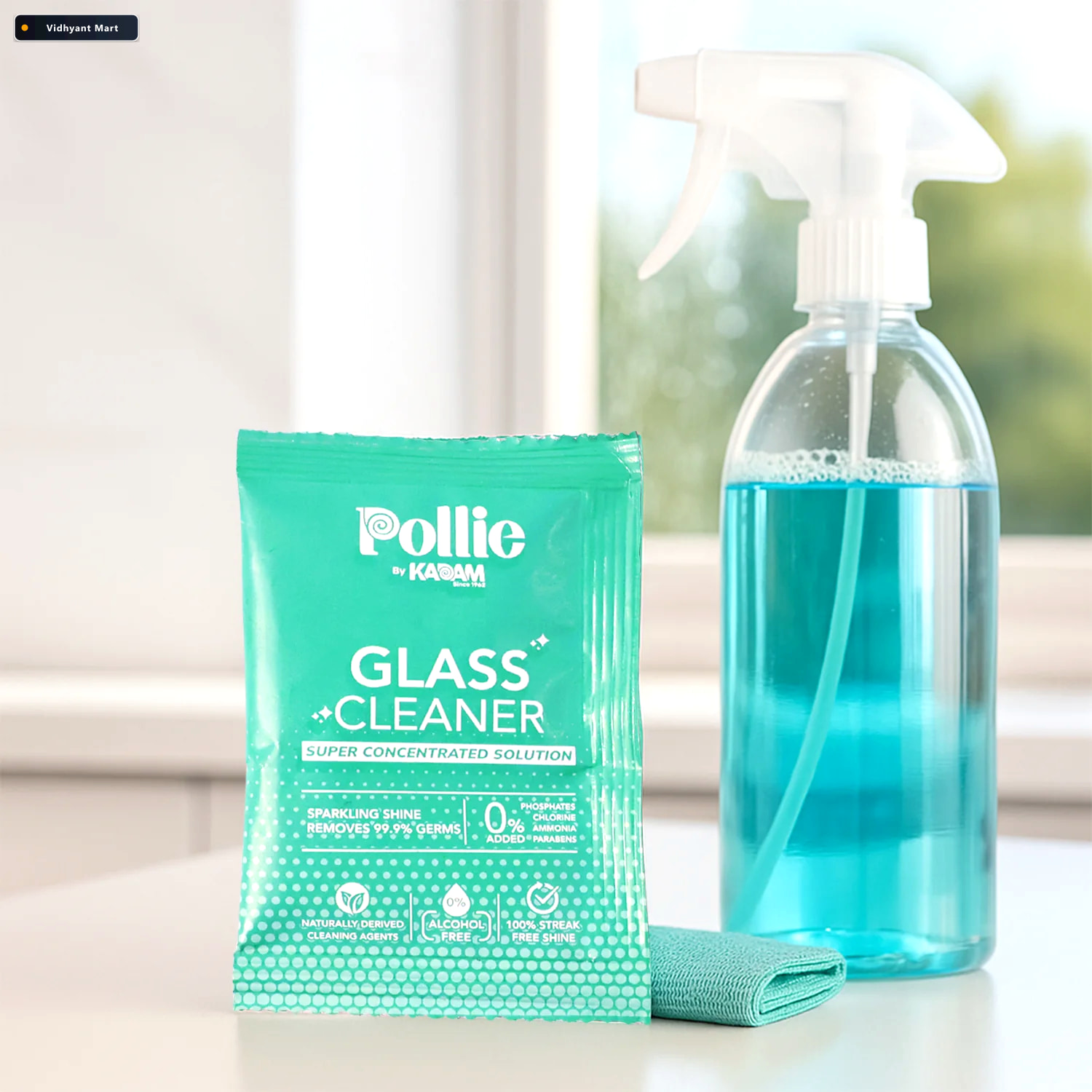 Vidhyant Mart Glass Mirror Cleaner Sachet Streak Free 15g Concen 3