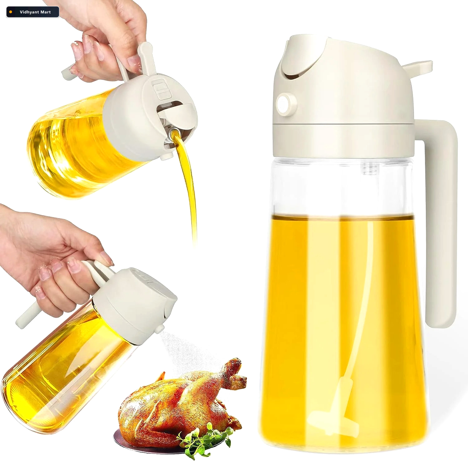 Vidhyant Mart Glass Oil Dispenser Bottle 2 In 1 Pour Spray 500 M 1