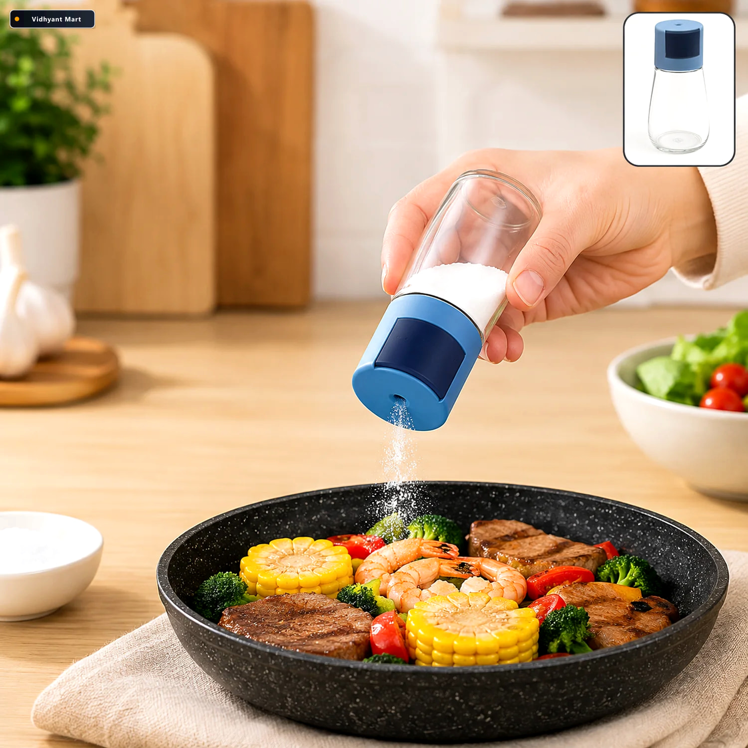 Vidhyant Mart Glass Salt Dispenser Bottle For Kitchen 1