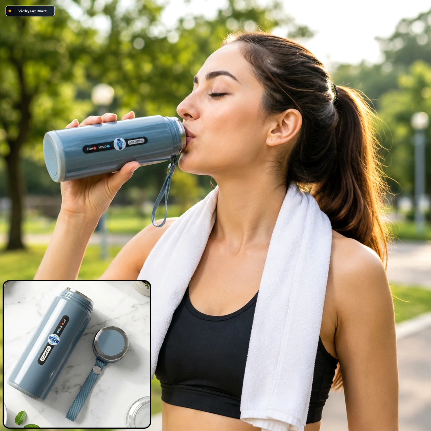 Vidhyant Mart Glass Vacuum Insulated Water Bottle For Office Tra 1