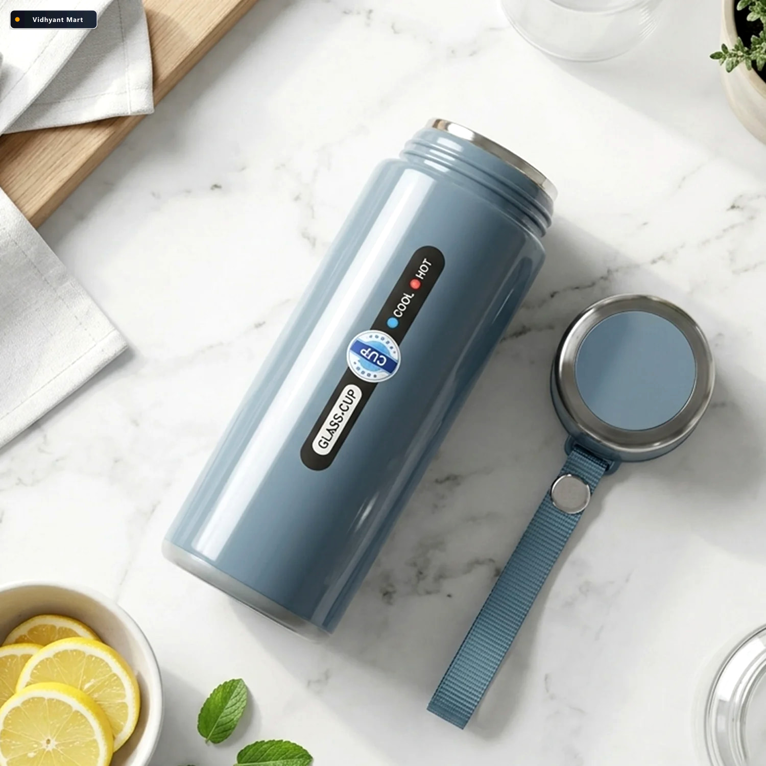 Vidhyant Mart Glass Vacuum Insulated Water Bottle For Office Tra 3