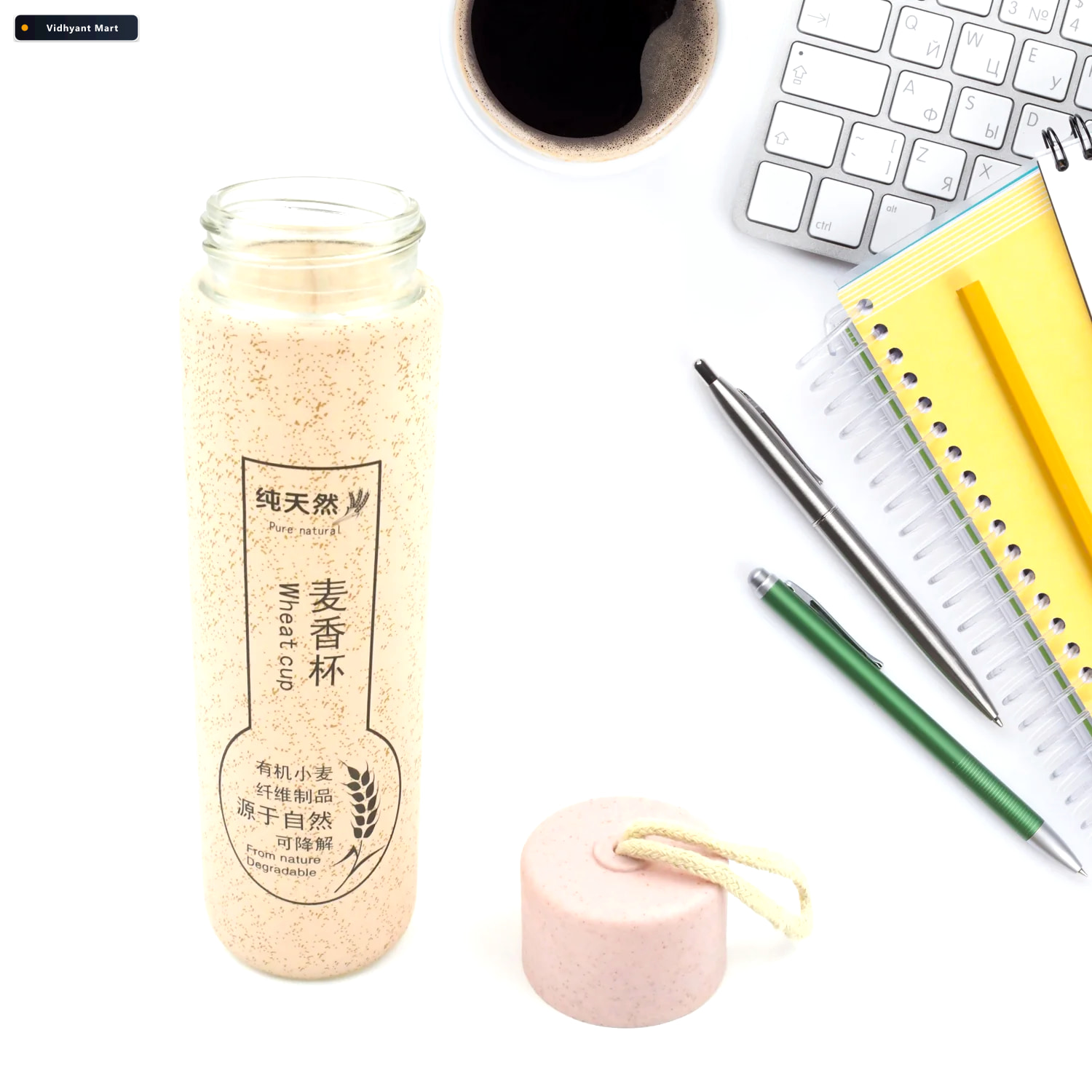 Vidhyant Mart Glass Water Bottle 350ml Leak Proof Bpa Free Ferve 4