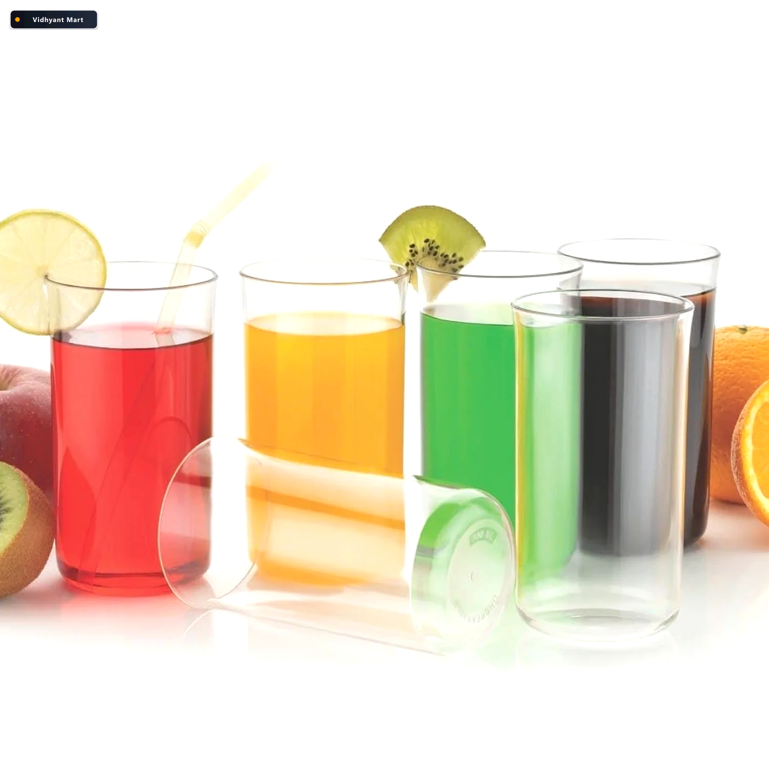 Vidhyant Mart Glossy Plastic Glass Set Durable 300ml Lightweight 1