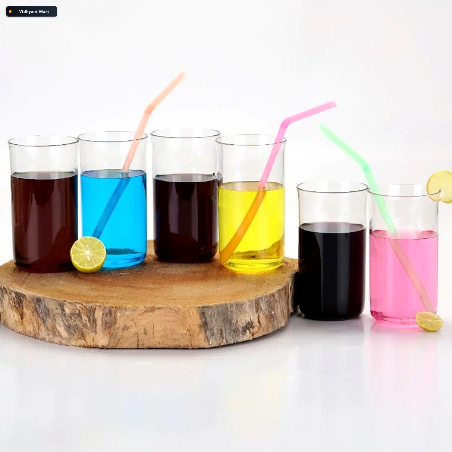Vidhyant Mart Glossy Plastic Glass Set Durable 300ml Lightweight 2