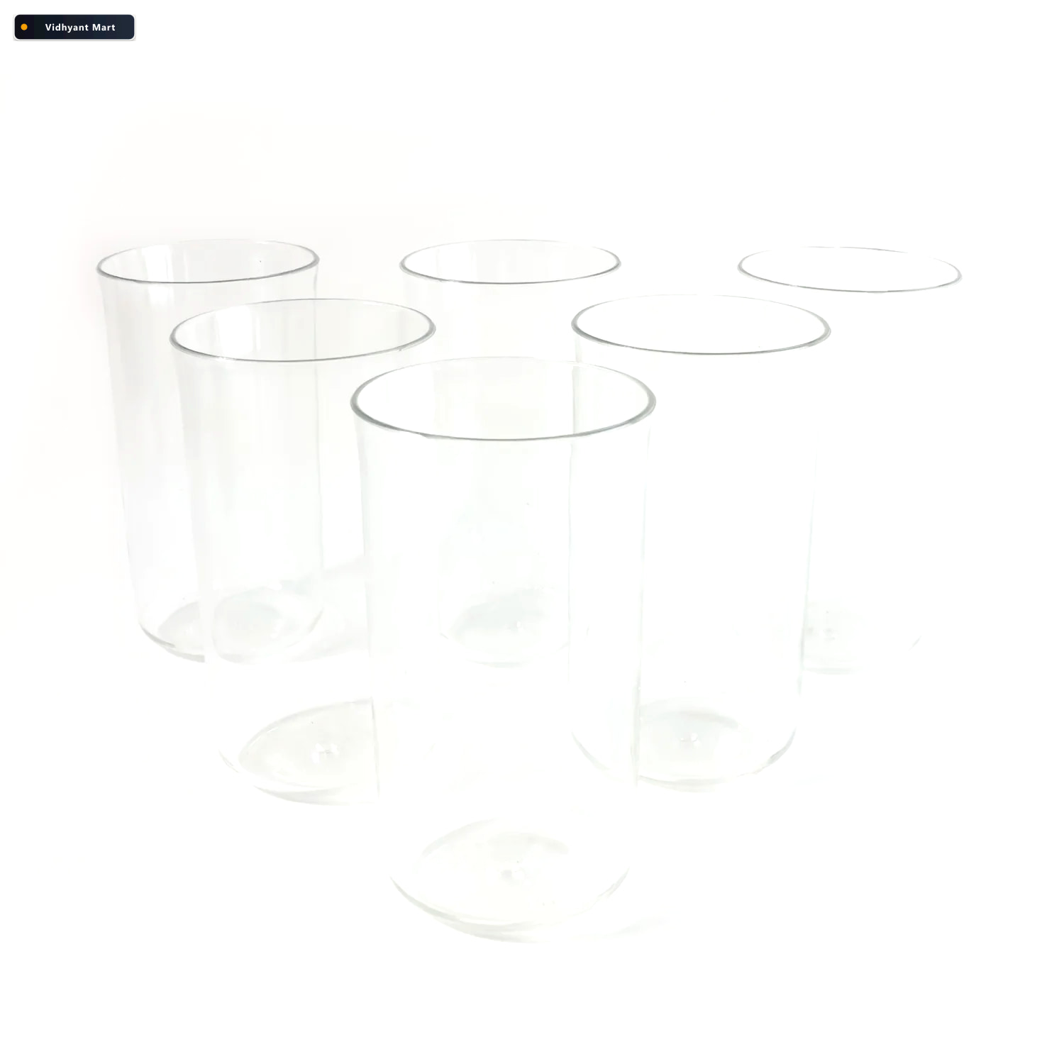 Vidhyant Mart Glossy Plastic Glass Set Durable 300ml Lightweight 4
