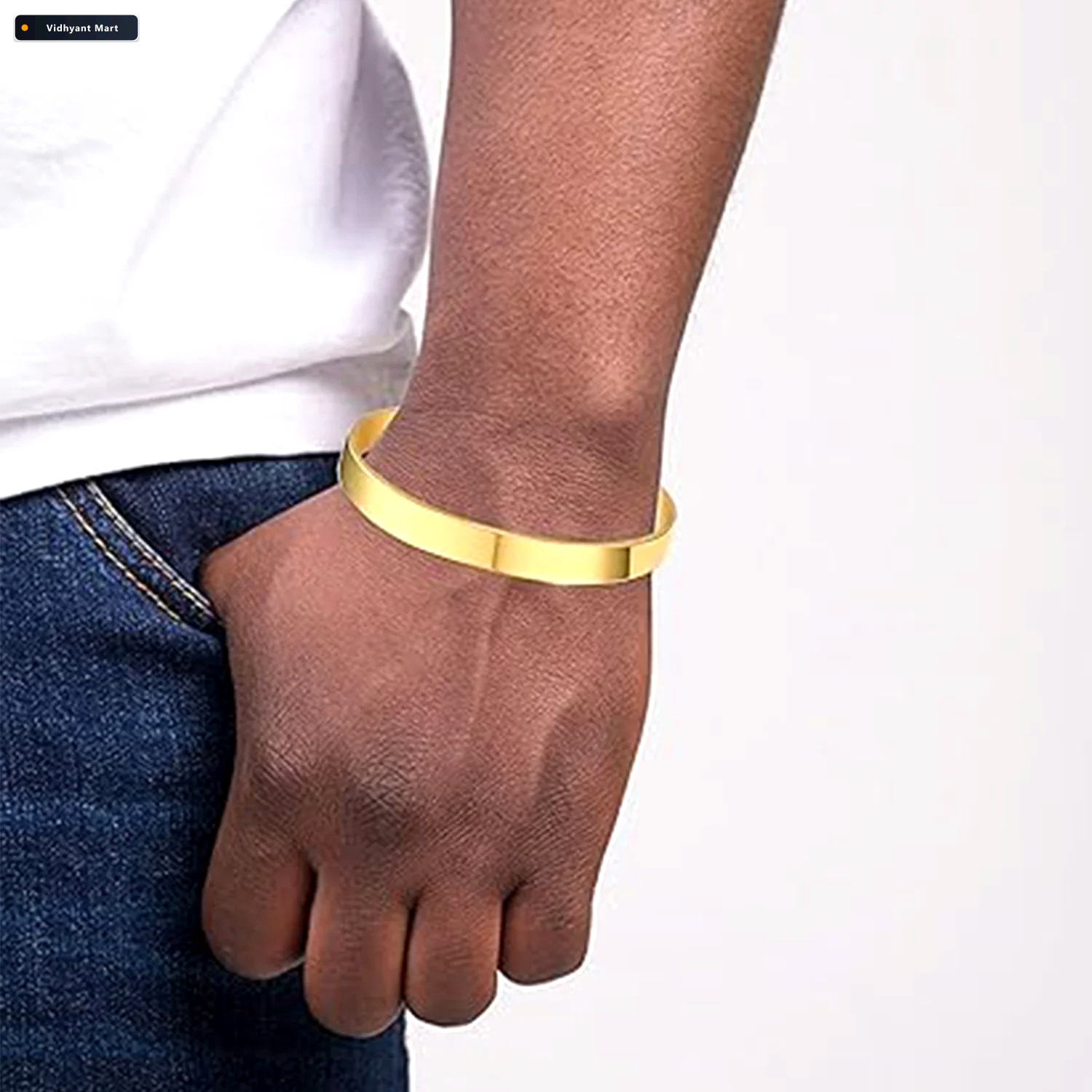 Vidhyant Mart Gold Finish Open Cuff Bracelet Elegant Adjustable 2