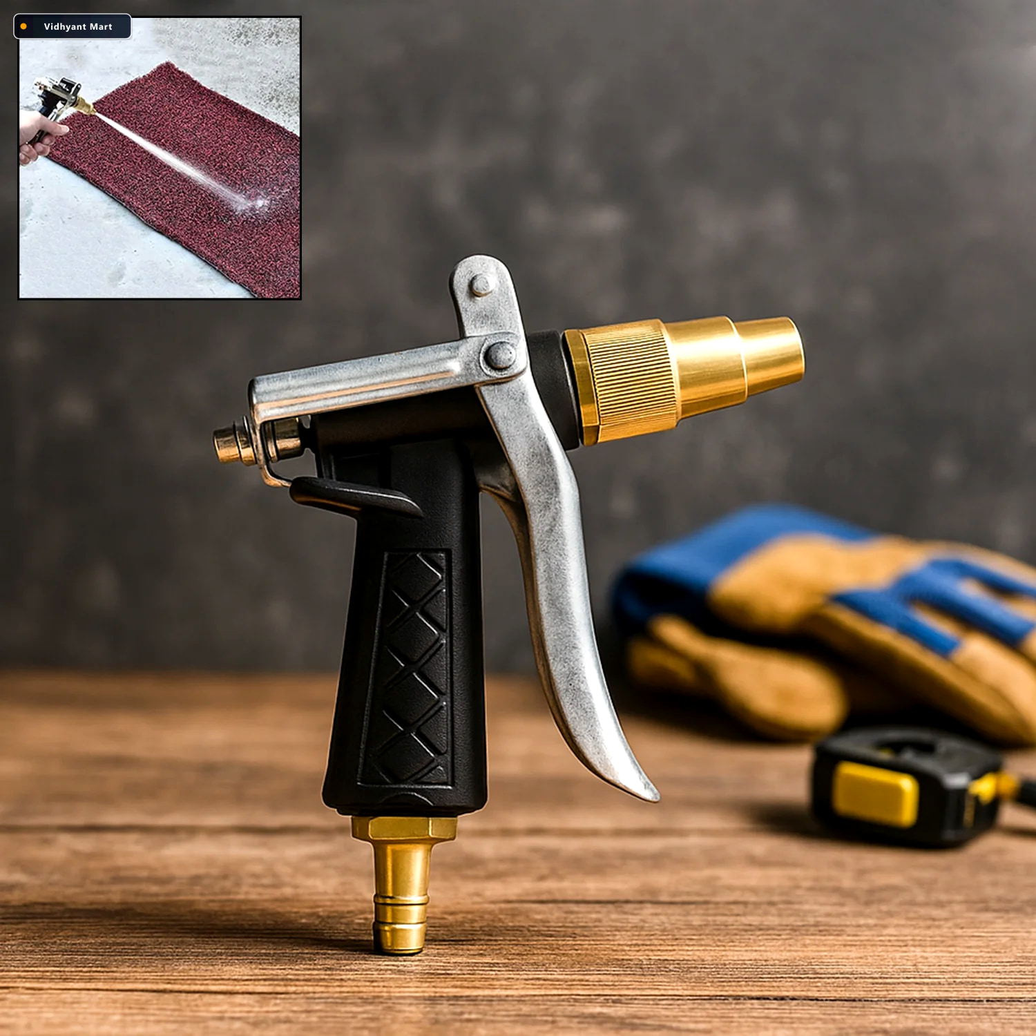 Vidhyant Mart Gold Hose Nozzle Durable Metal Trigger Spray Grow 1