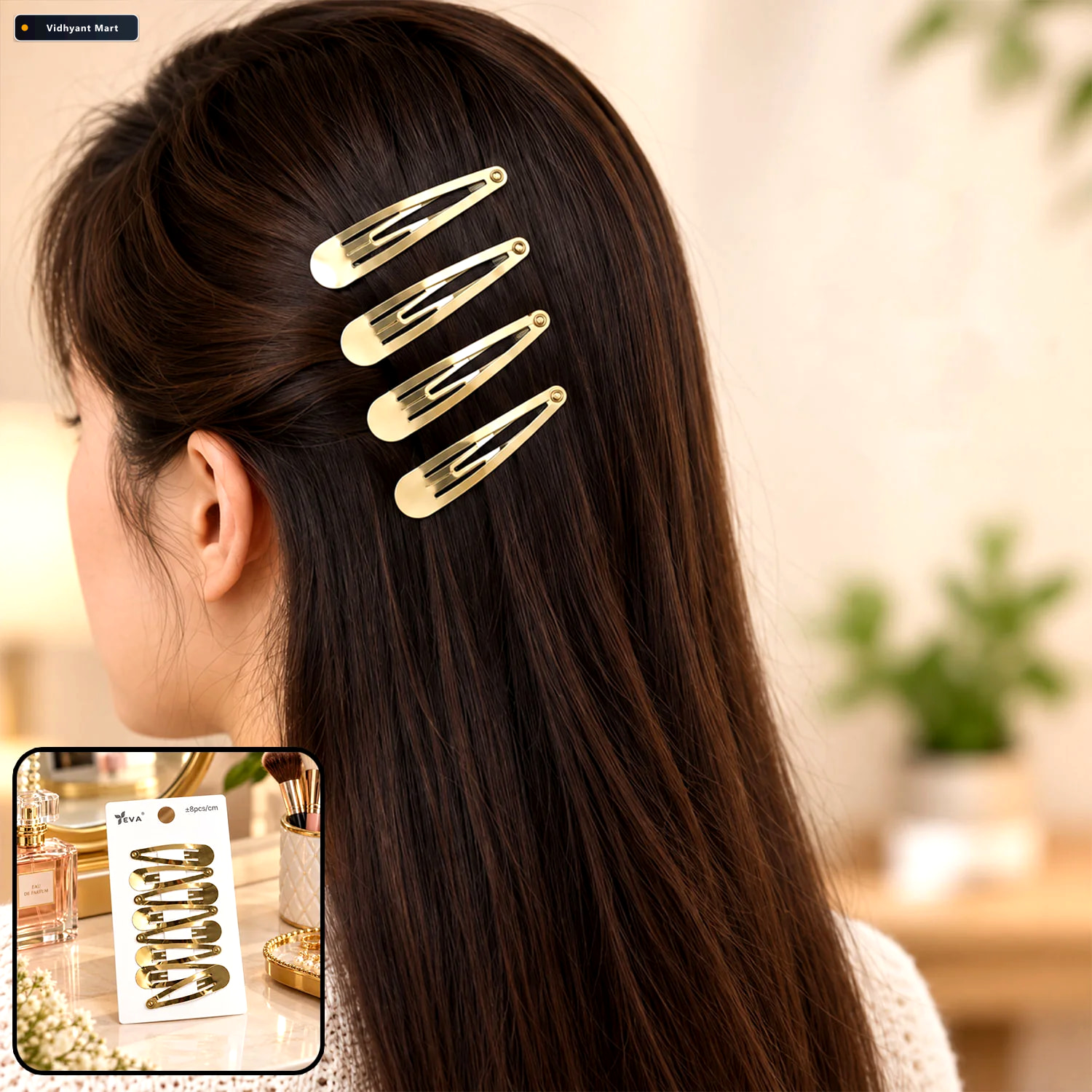 Vidhyant Mart Gold Metal Hair Pins With Smooth Finish 8 Pc 1