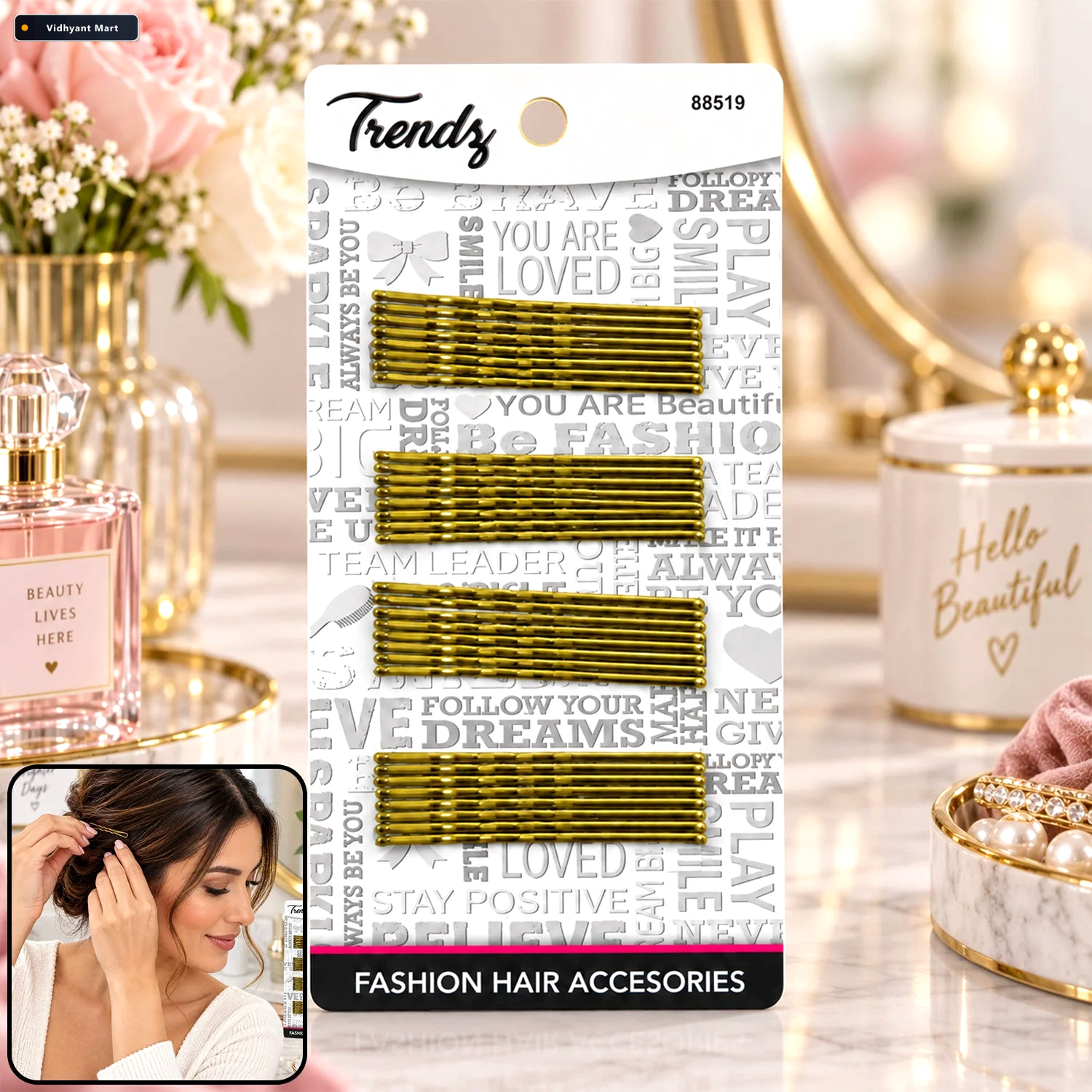Vidhyant Mart Gold Metal Wavy Hair Pins For Women And Girls 32 P 2