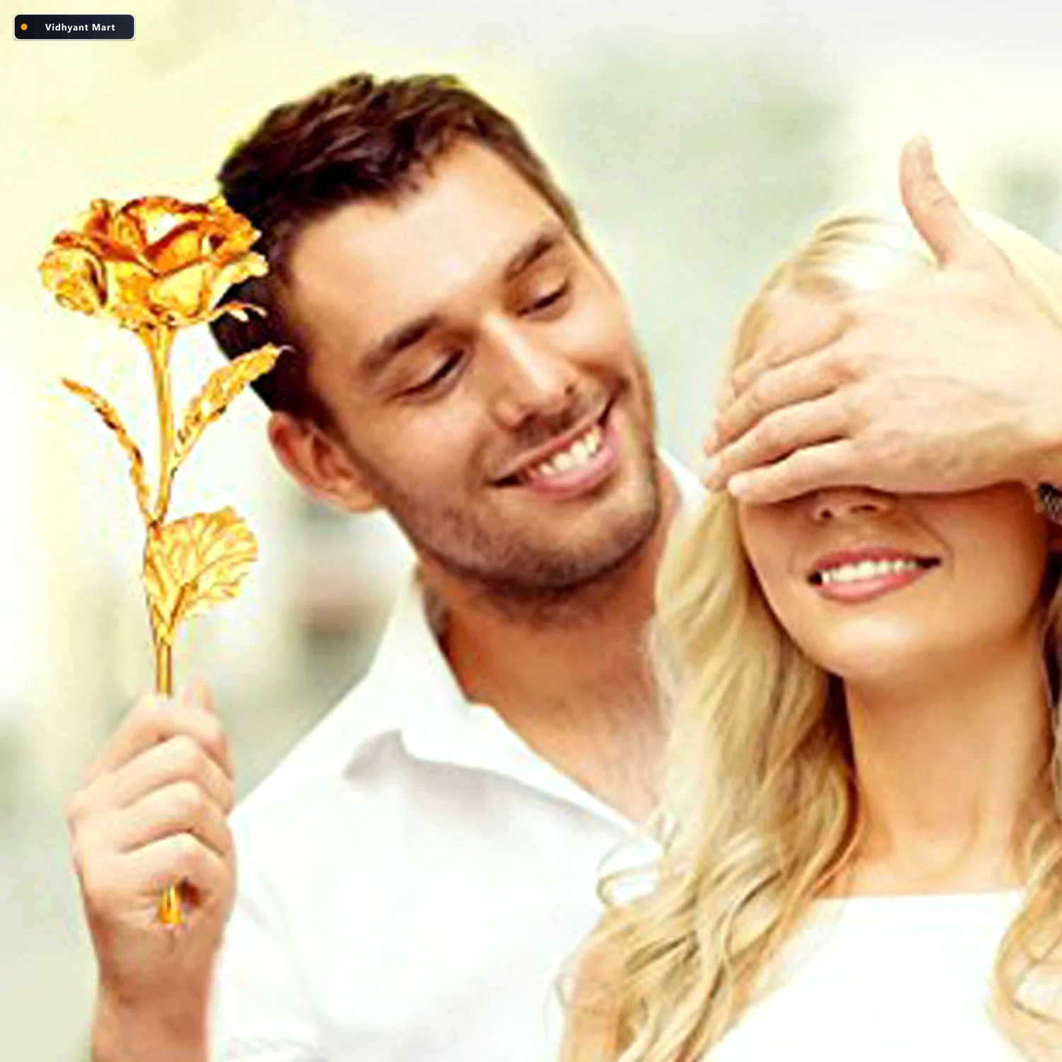 Vidhyant Mart Gold Plated Artificial Rose Eternal Love Decor Gif 2