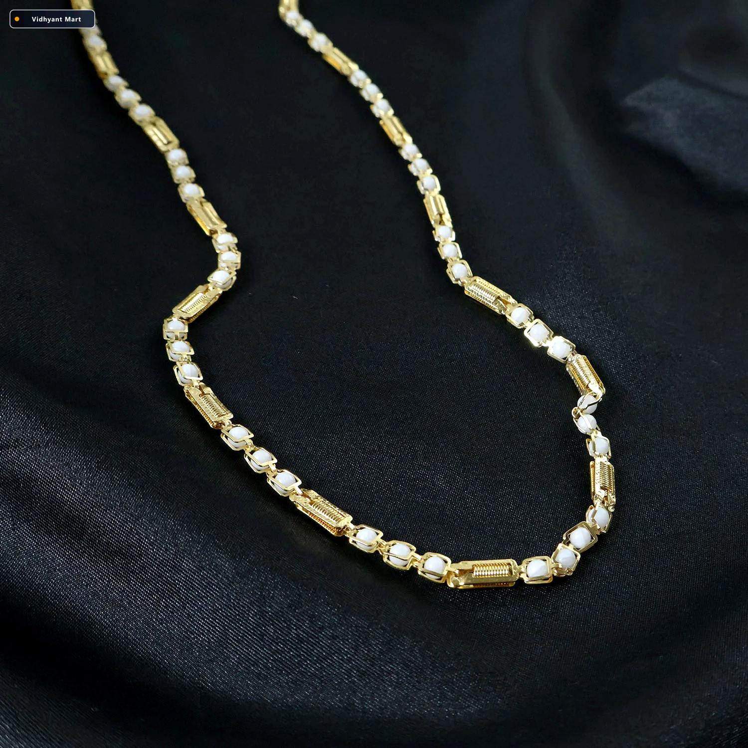 Vidhyant Mart Gold Tone Designer Chain Necklace Elegant Stone De 2