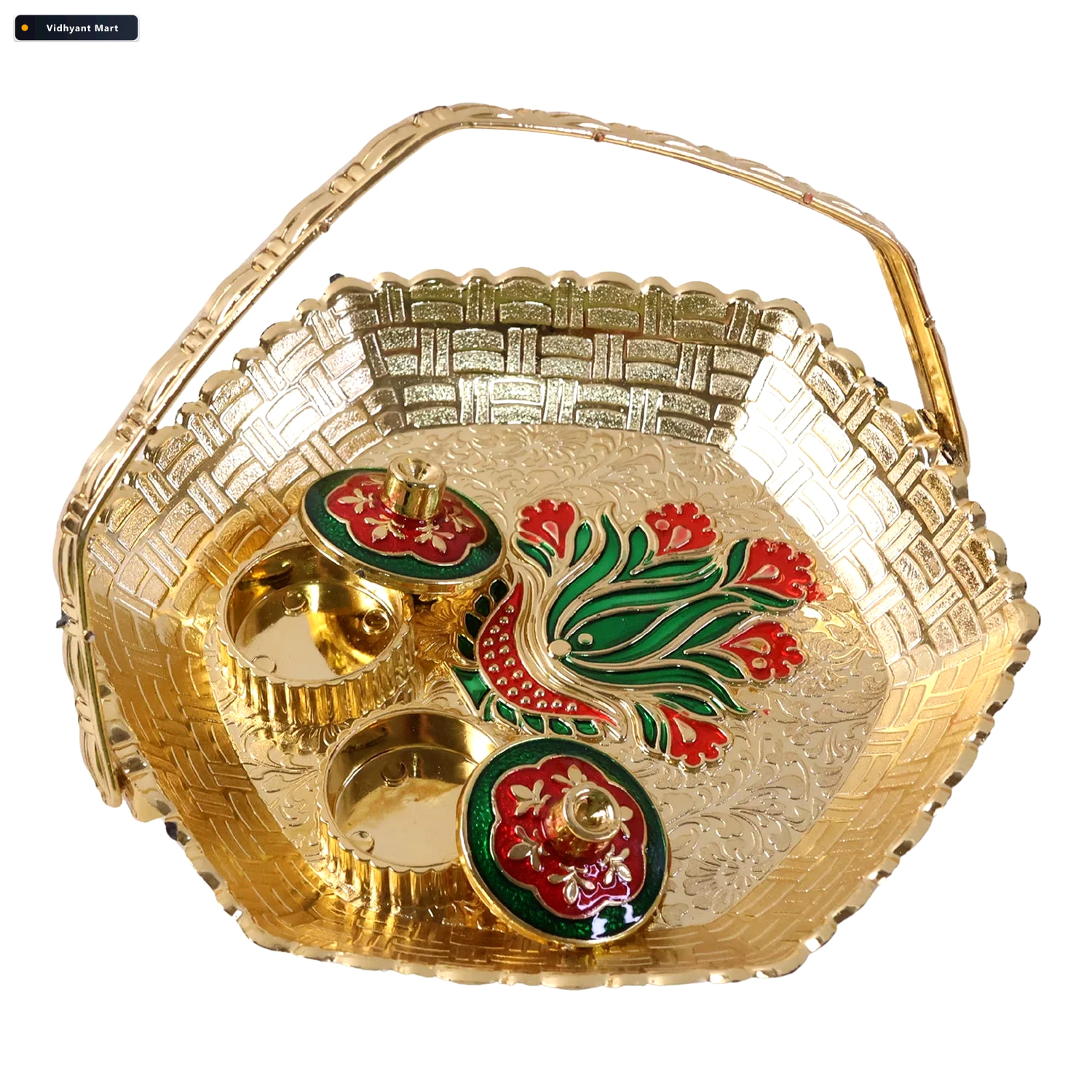 Vidhyant Mart Golden Kumkum Kankavati Basket Elegant Ritual Orga 4