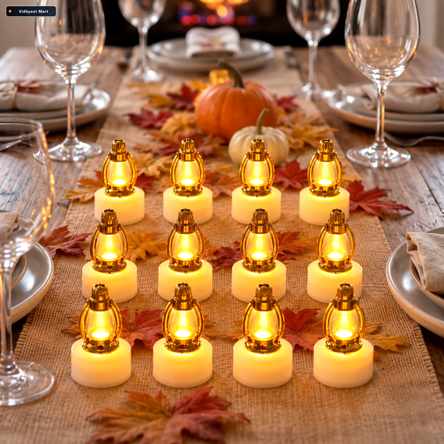 Vidhyant Mart Golden Lantern Led Decorative Candle Lamps For Hom 1