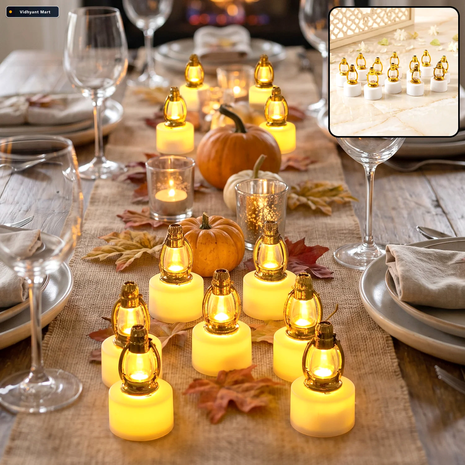 Vidhyant Mart Golden Lantern Led Decorative Candle Lamps For Hom 2
