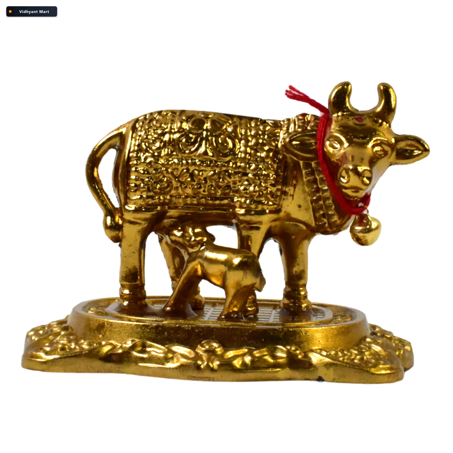 Vidhyant Mart Golden Metal Kamdhenu Cow Showpiece Spiritual Home 4
