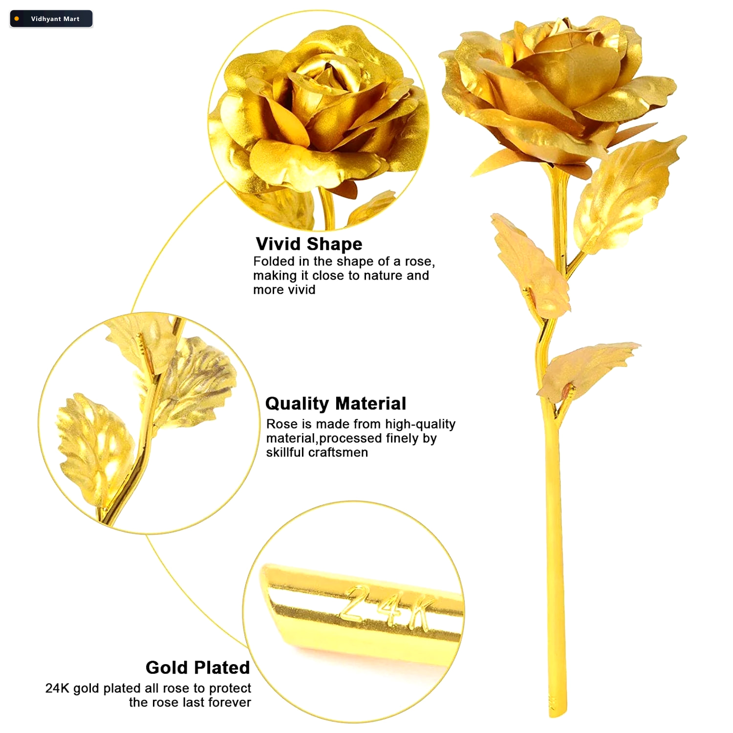 Vidhyant Mart Golden Rose Decoration Set Elegant 3 Piece Mix Col 3