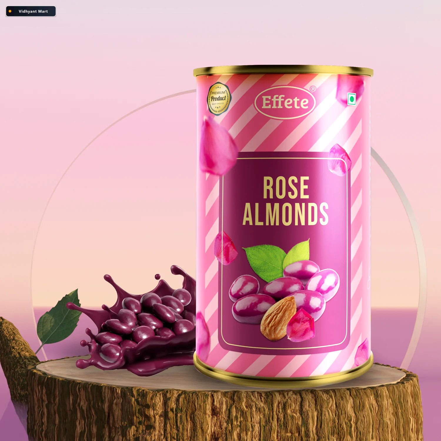 Vidhyant Mart Golden Rose Gift Set With Rose Almonds Chocolate 3