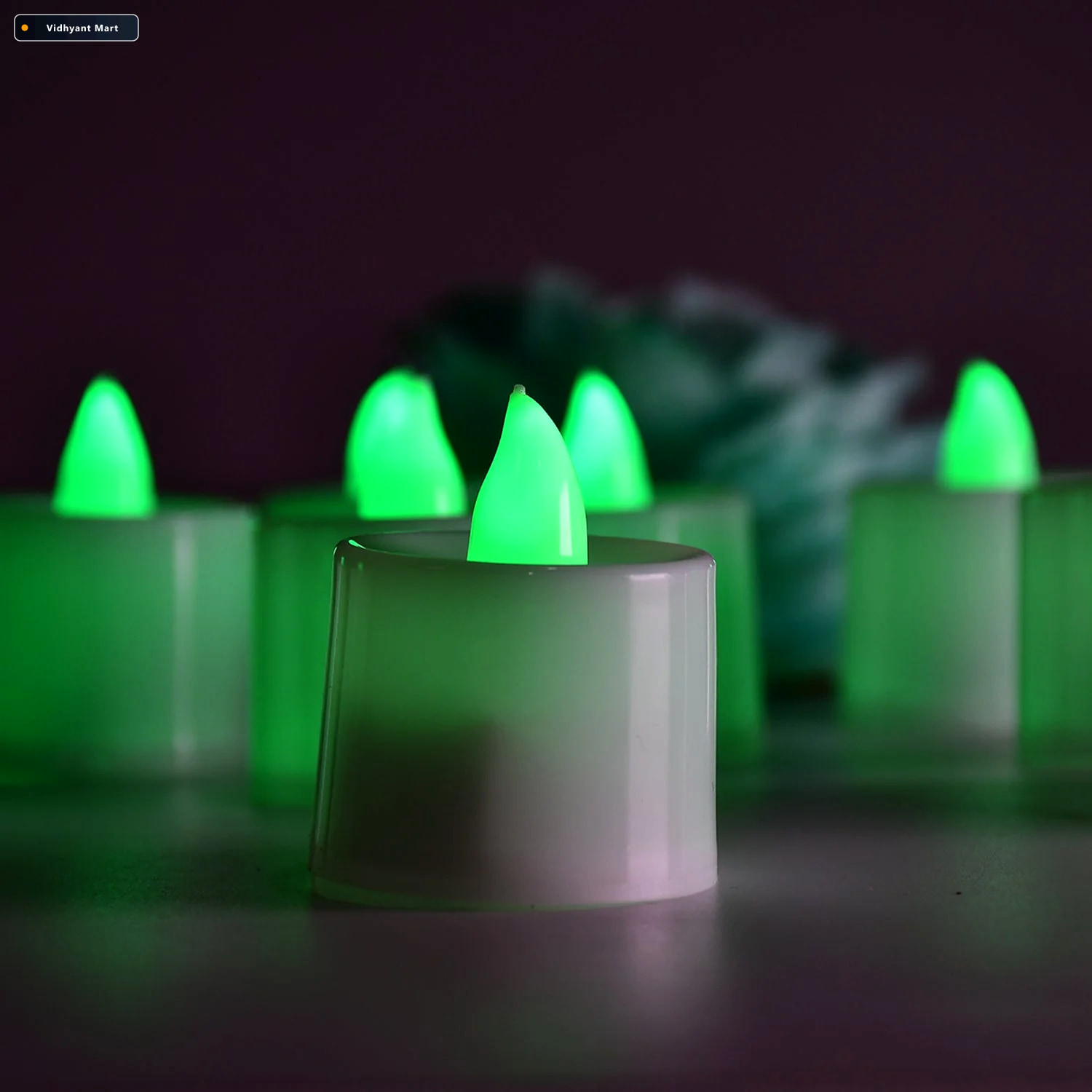 Vidhyant Mart Green Flameless Led Tealights Safe Smokeless Decor 4