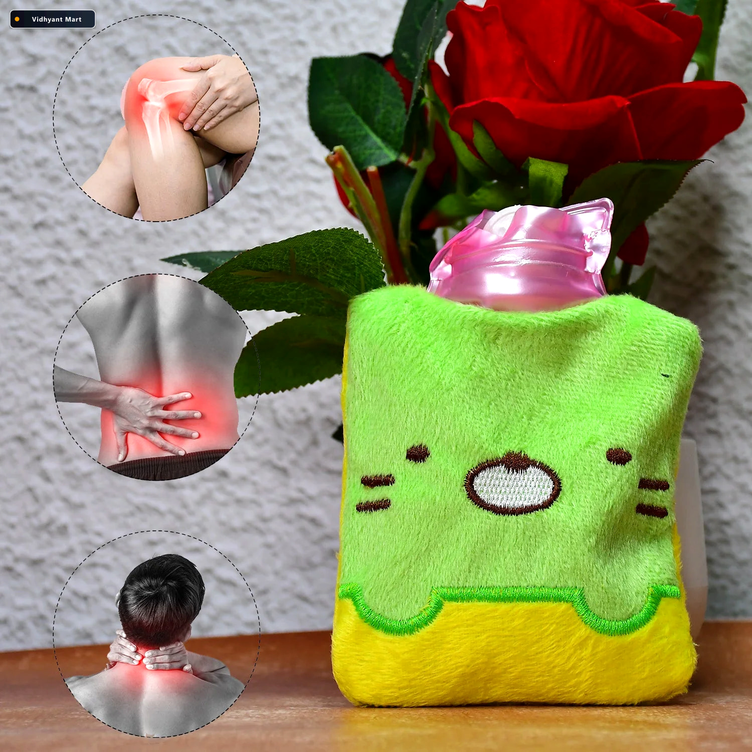 Vidhyant Mart Green Kitty Hot Water Bag For Pain Relief Cozy War 2