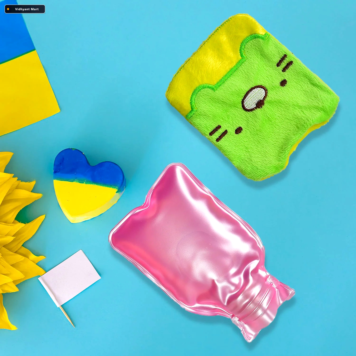 Vidhyant Mart Green Kitty Hot Water Bag For Pain Relief Cozy War 3