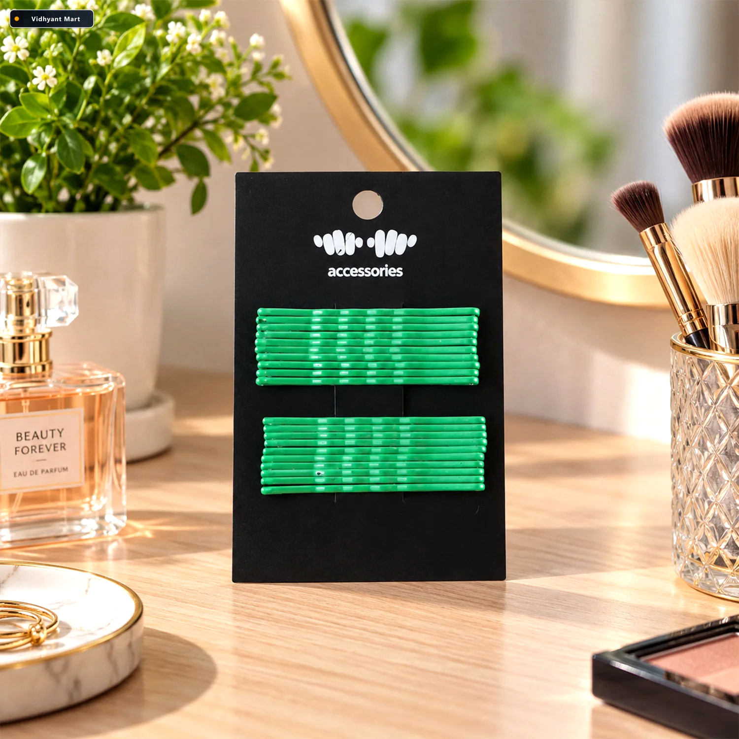 Vidhyant Mart Green Metal Bobby Pins Set For Women And Girls Hai 2