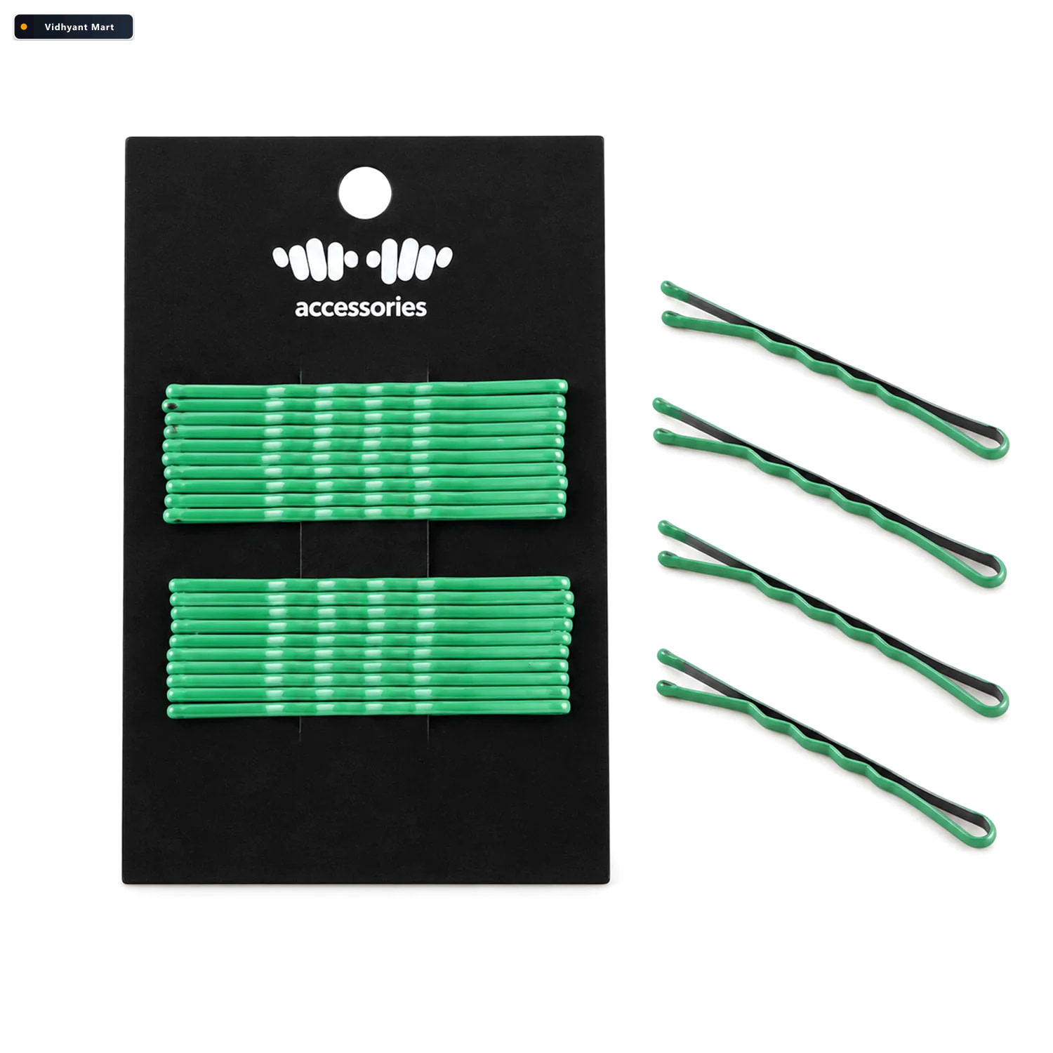 Vidhyant Mart Green Metal Bobby Pins Set For Women And Girls Hai 4
