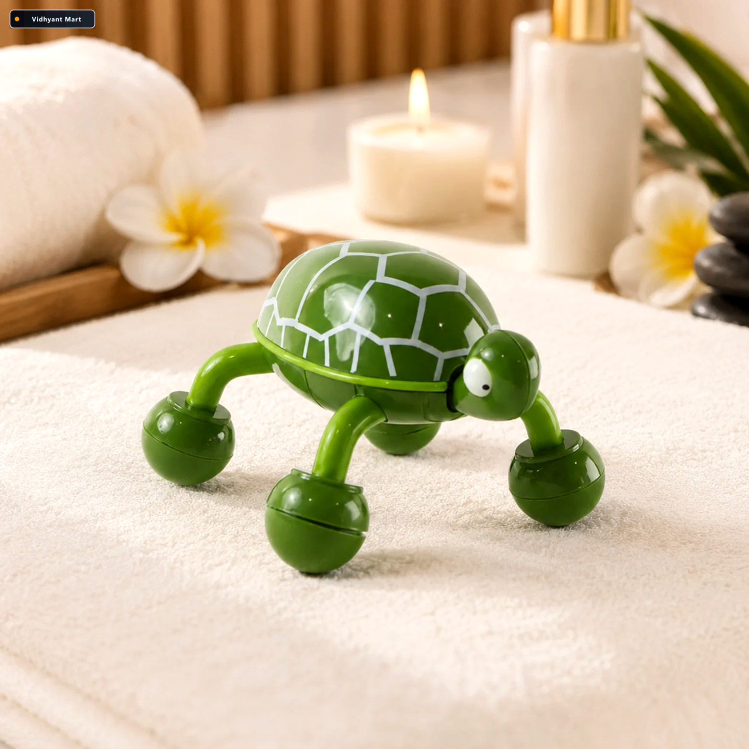 Vidhyant Mart Green Plastic Turtle Shape Four Wheel Handheld Bod 3